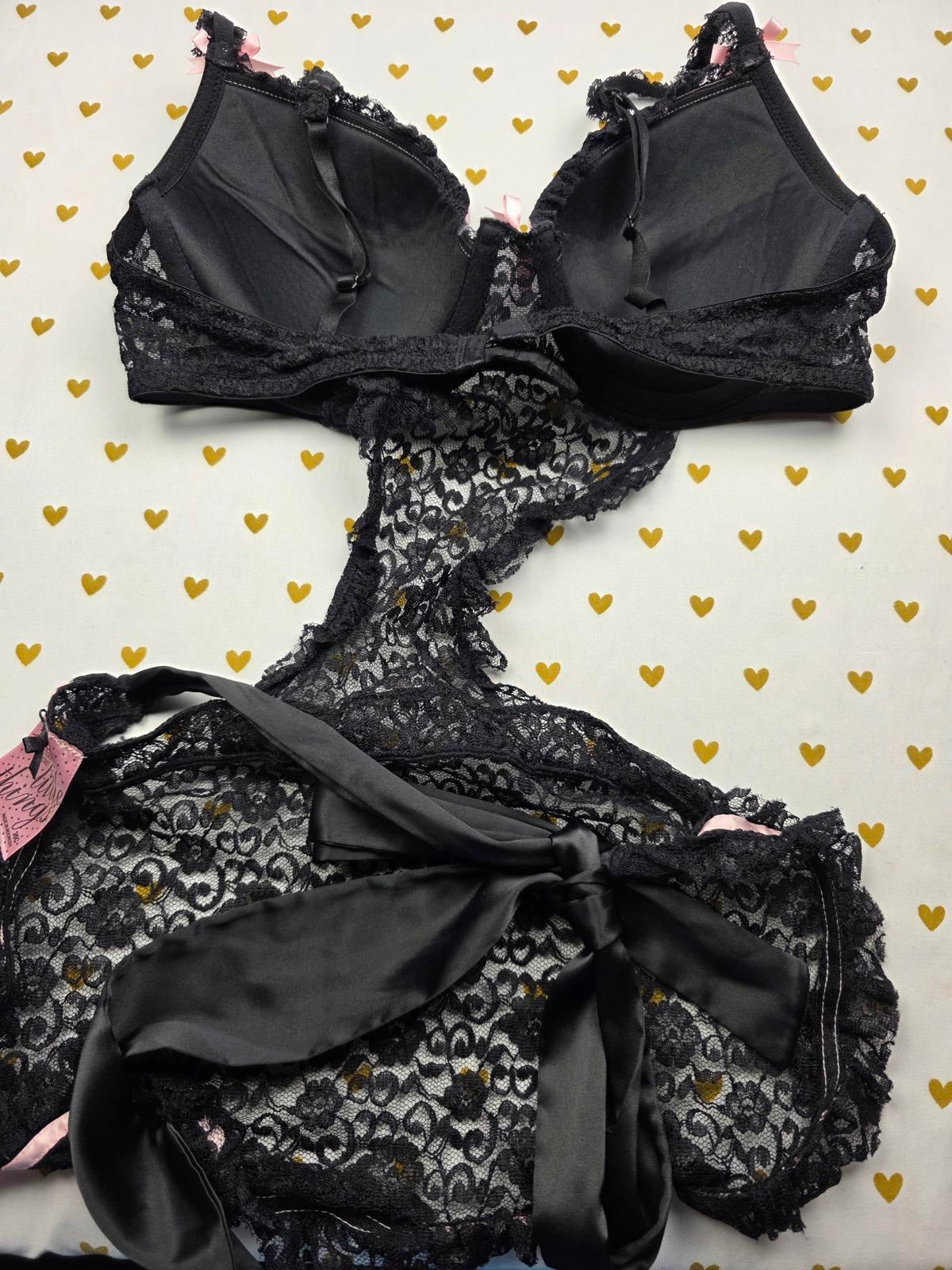 SEXY LITTLE THINGS Lace French maid Lingerie Push Up Outfit Bra top 36C Black