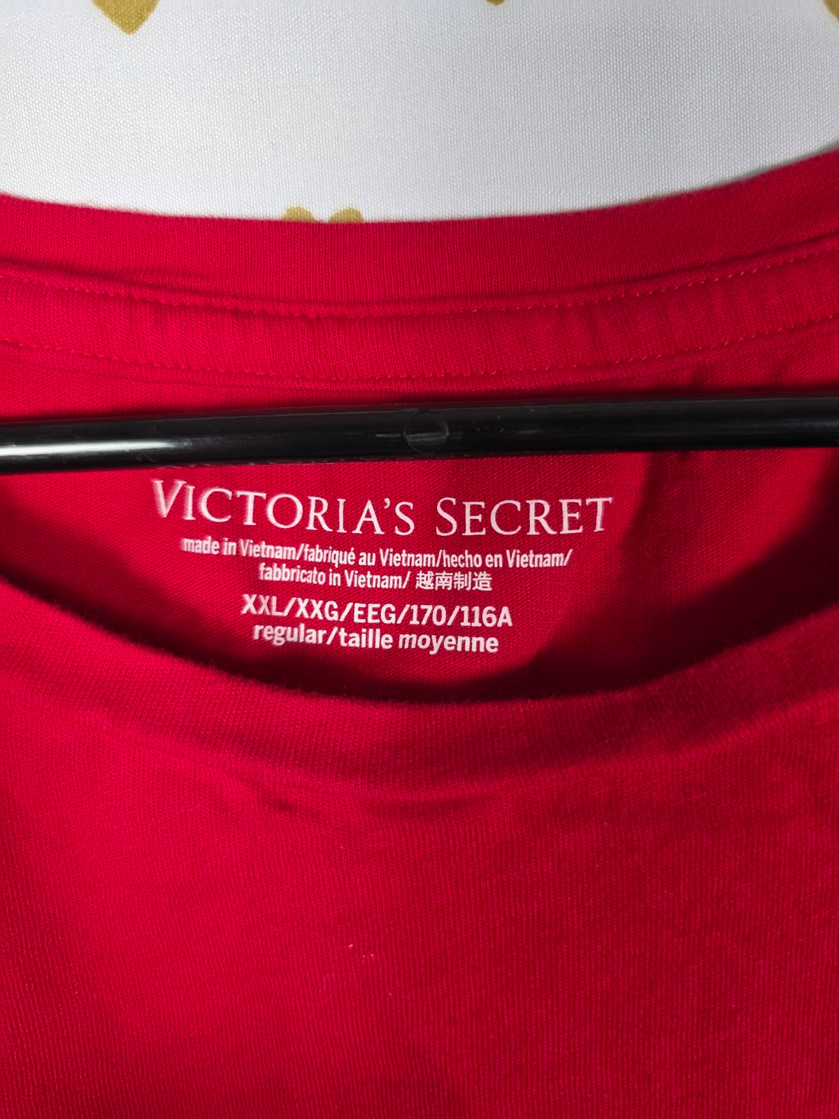 Victorias Secret VS Logo Red Cute Tee Shirt 2X XXL Velvet