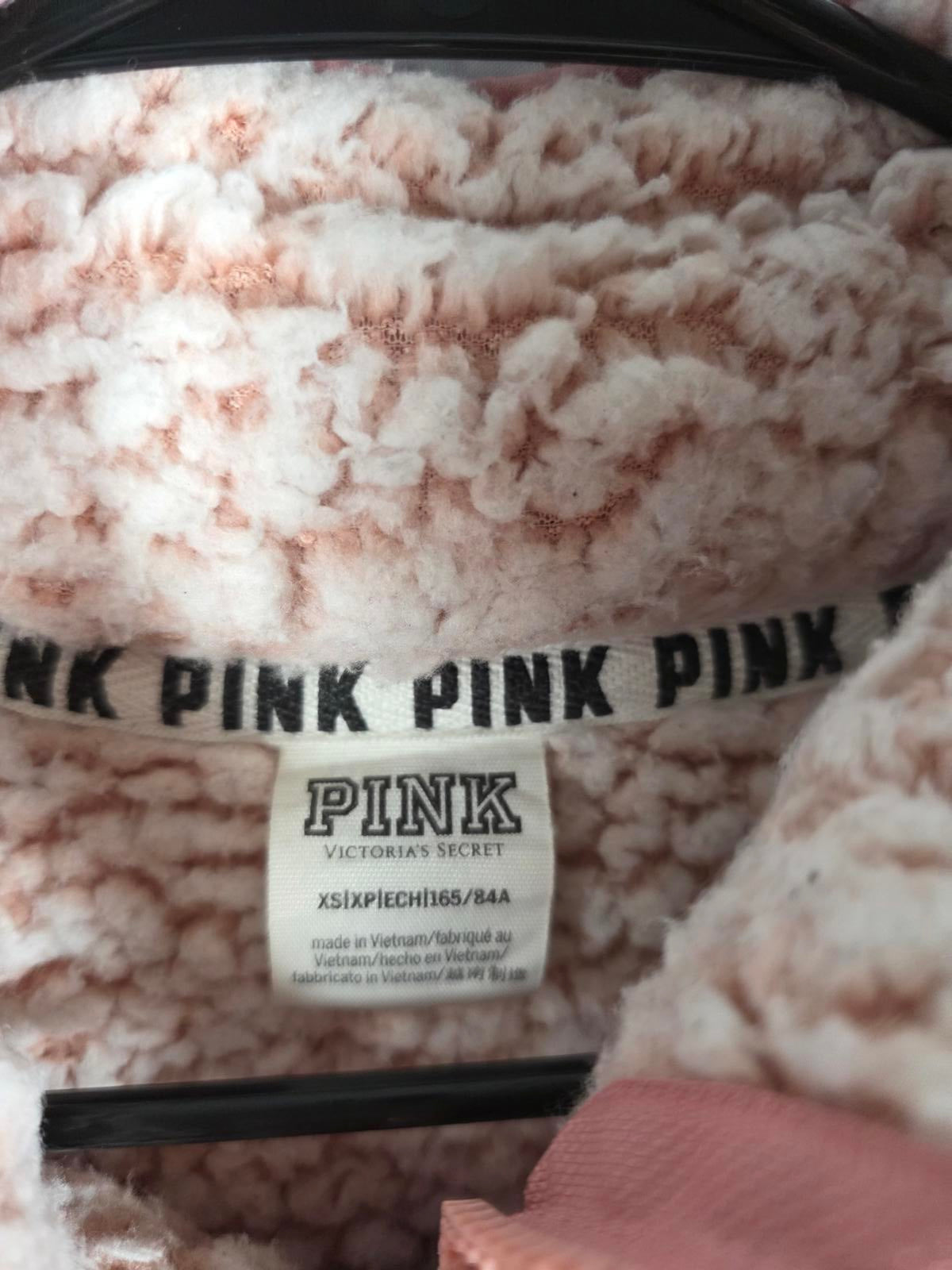 Victorias Secret Pink FUZZY teddy Bear warm Sweater Jacket Fleece XS Oversized