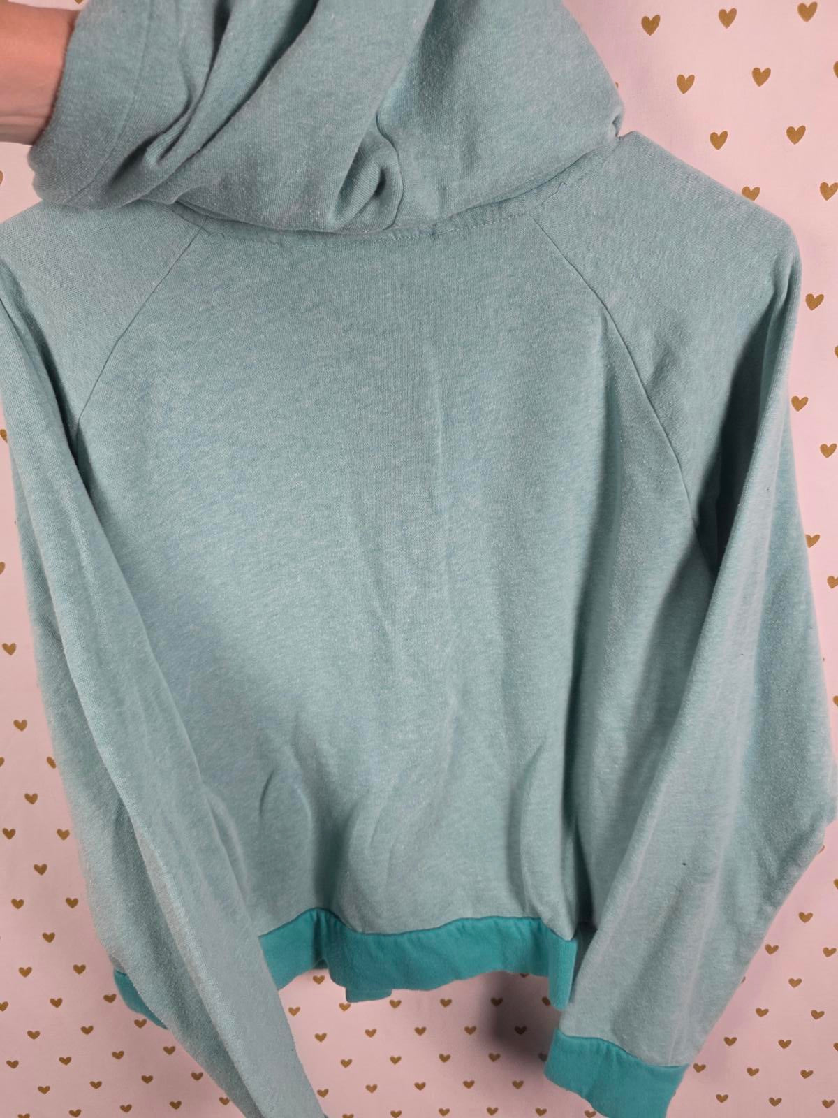 Victorias Secret Pink Full Zip Hoodie Jacket Logo LARGE teal