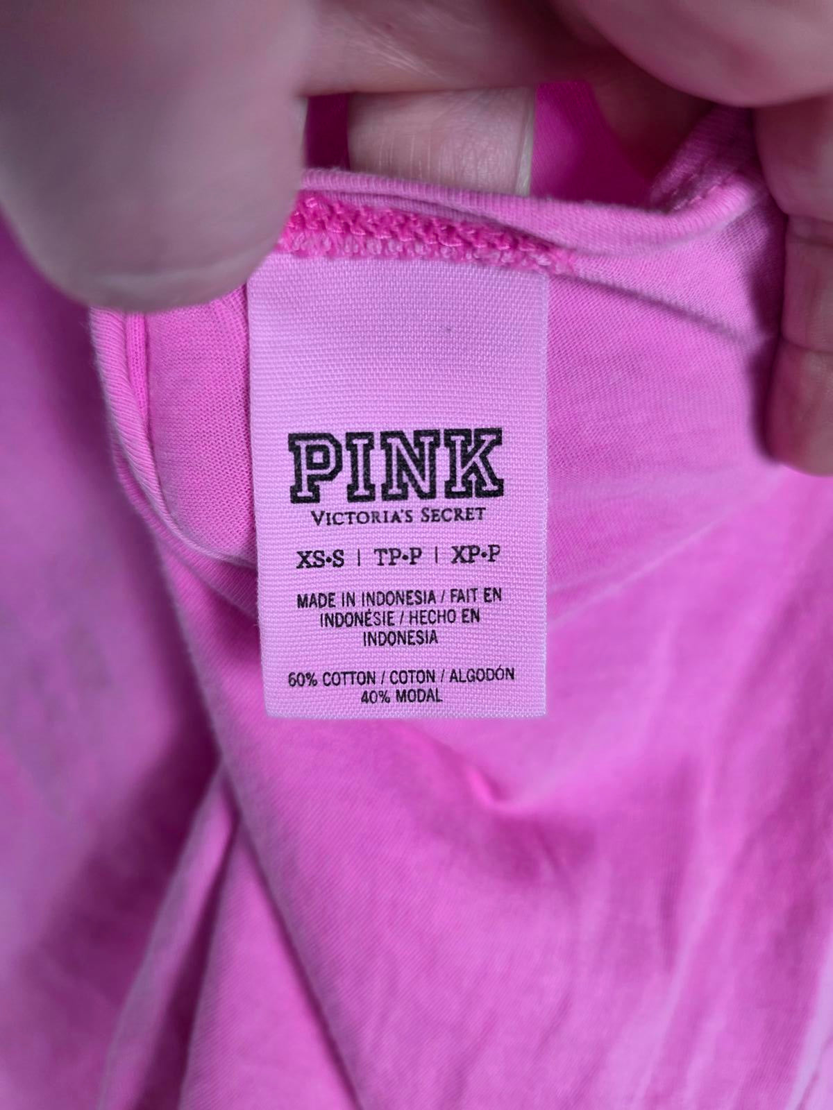 Victorias Secret PINK Open Back Cute Hot PINK Shirt Tee XS SMALL Slouchy