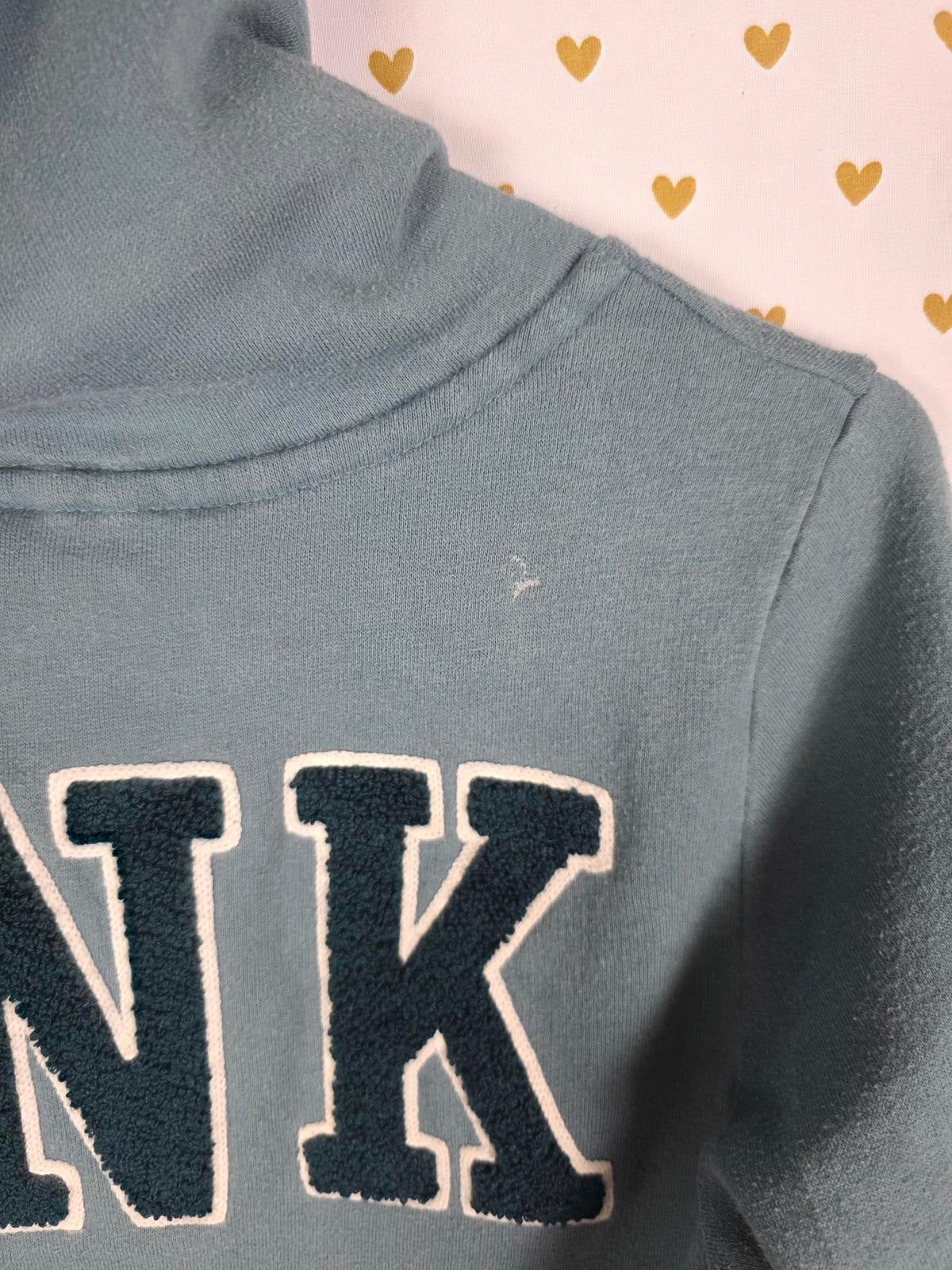 Victorias Secret Pink Embroidered Logo Full zip Hoodie Jacket Coat XS Oversized