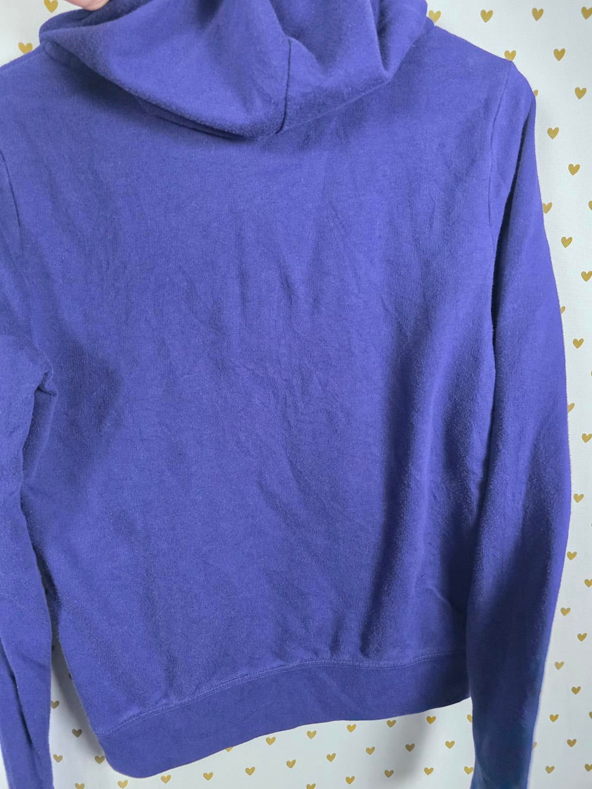 Victorias Secret Pink Embroidered Dark Blue Purple Quarter Zip Hoodie Sweater S