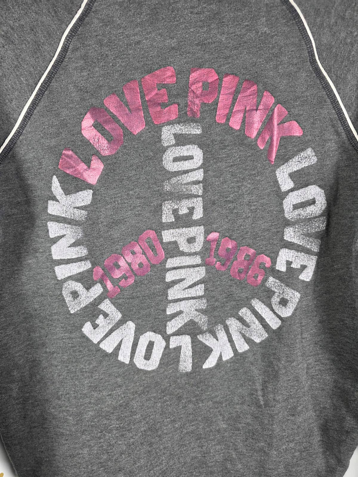 Victorias Secret Pink y2k PEACE VTG LOVE Pullover Hoodie SMALL pullover