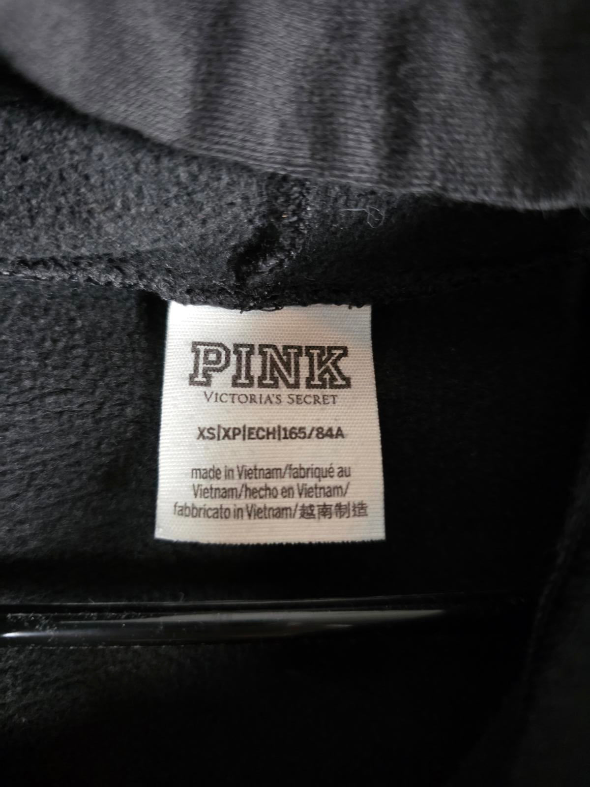 Victorias Secret Pink Dark Blue Logo Hooded Cropped Tee Shirt XS