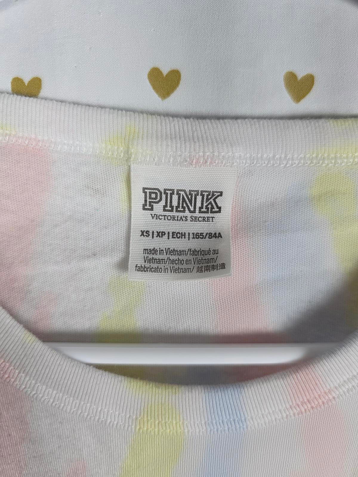 Victorias Secret PINK Cropped Rainbow Tye Dye Shirt Logo xs