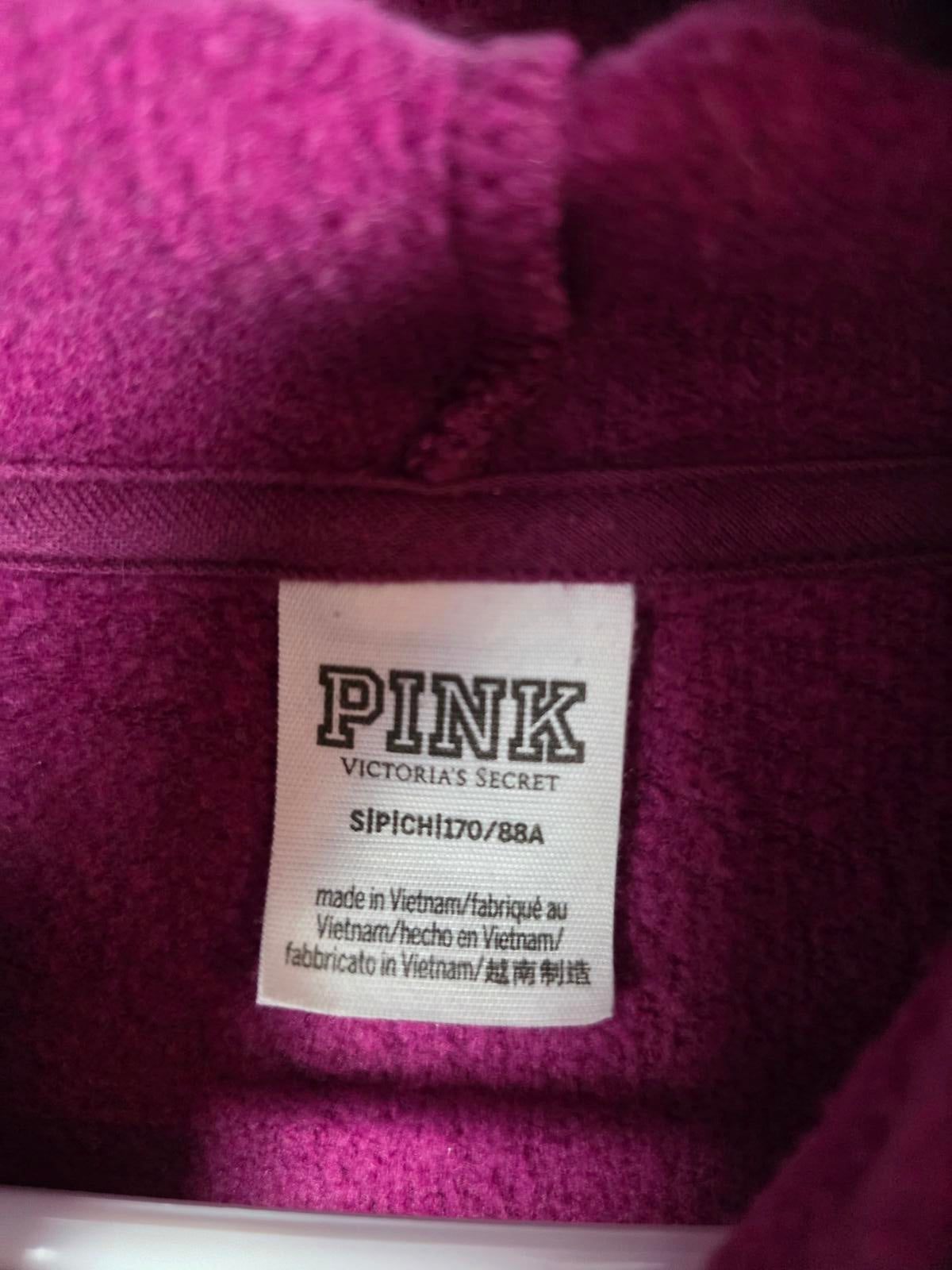 Victorias Secret Pink Logo Cropped Hoodie Sweater Pullover Jacket SMALL