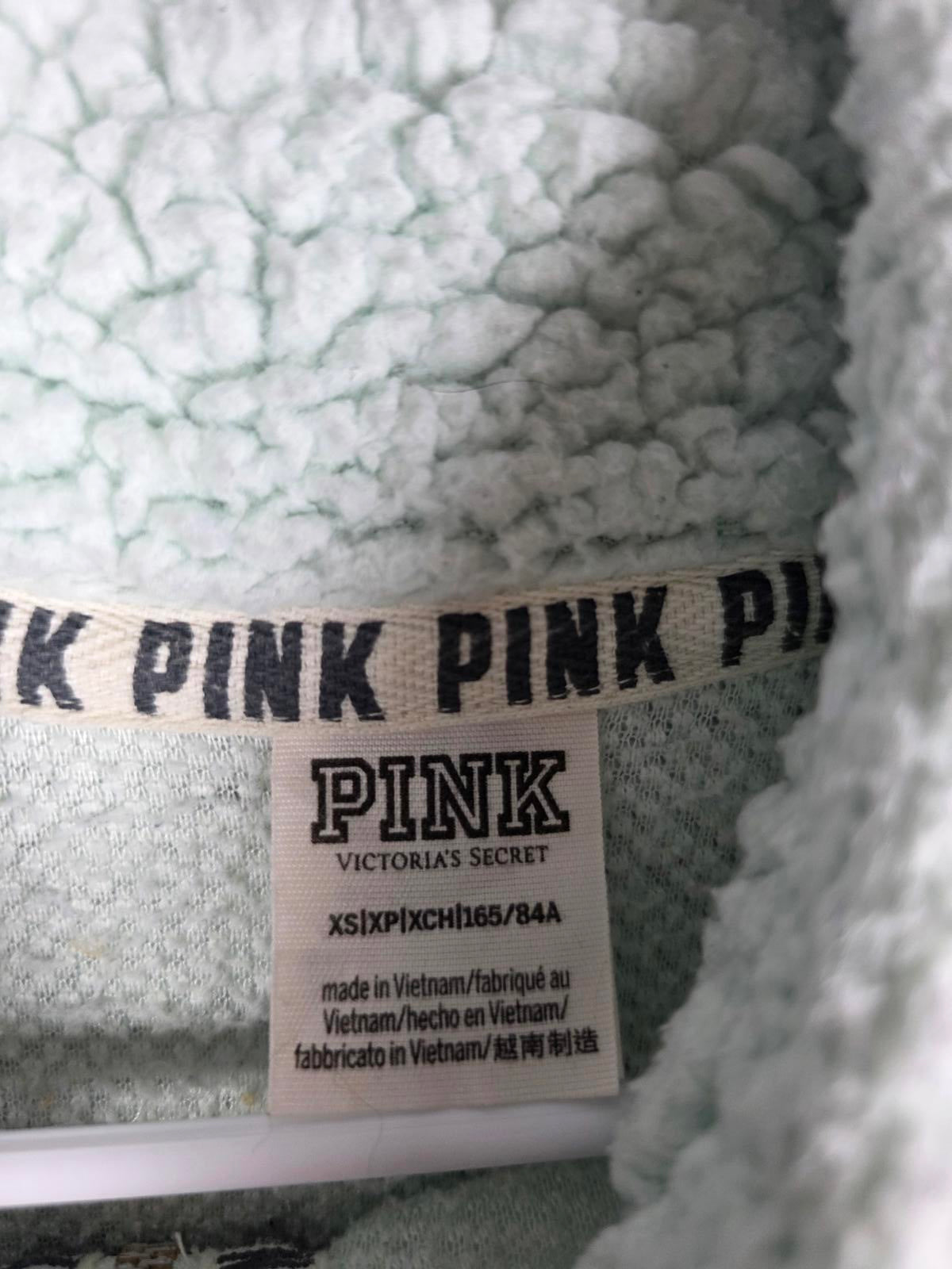 Victorias Secret Pink MINT Fuzzy Boucle Quarter Zip Sherpa Jacket XS