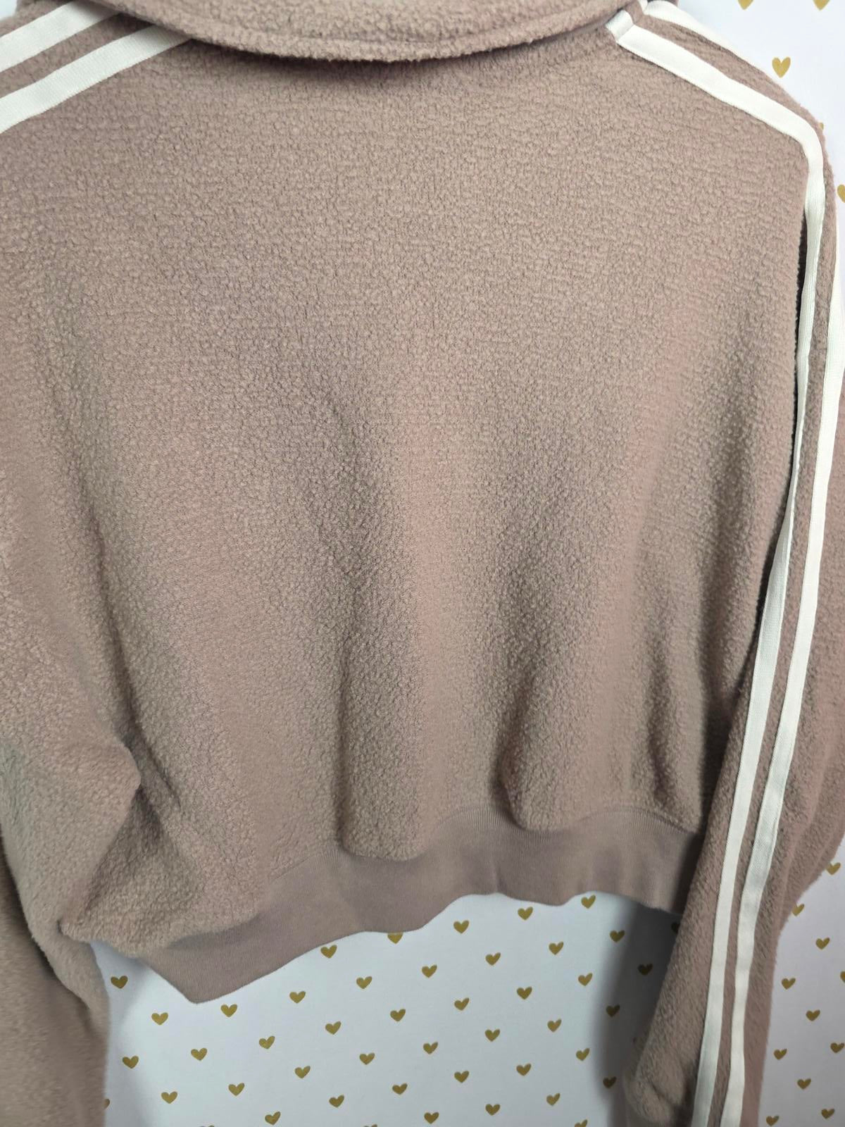 Victorias Secret Pink Cropped Boucle Logo Sweater Collared Crest Long Sleeve SM