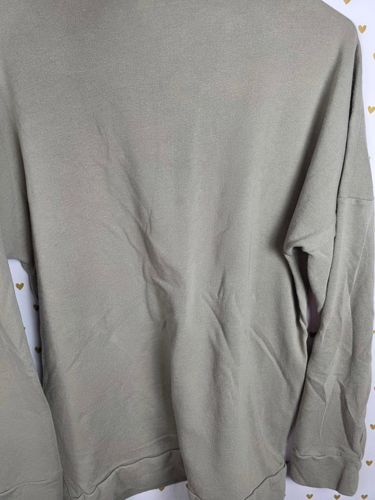 Victorias Secret Pink Green Net V neck NATION long sleeve Sweater Shirt SMALL