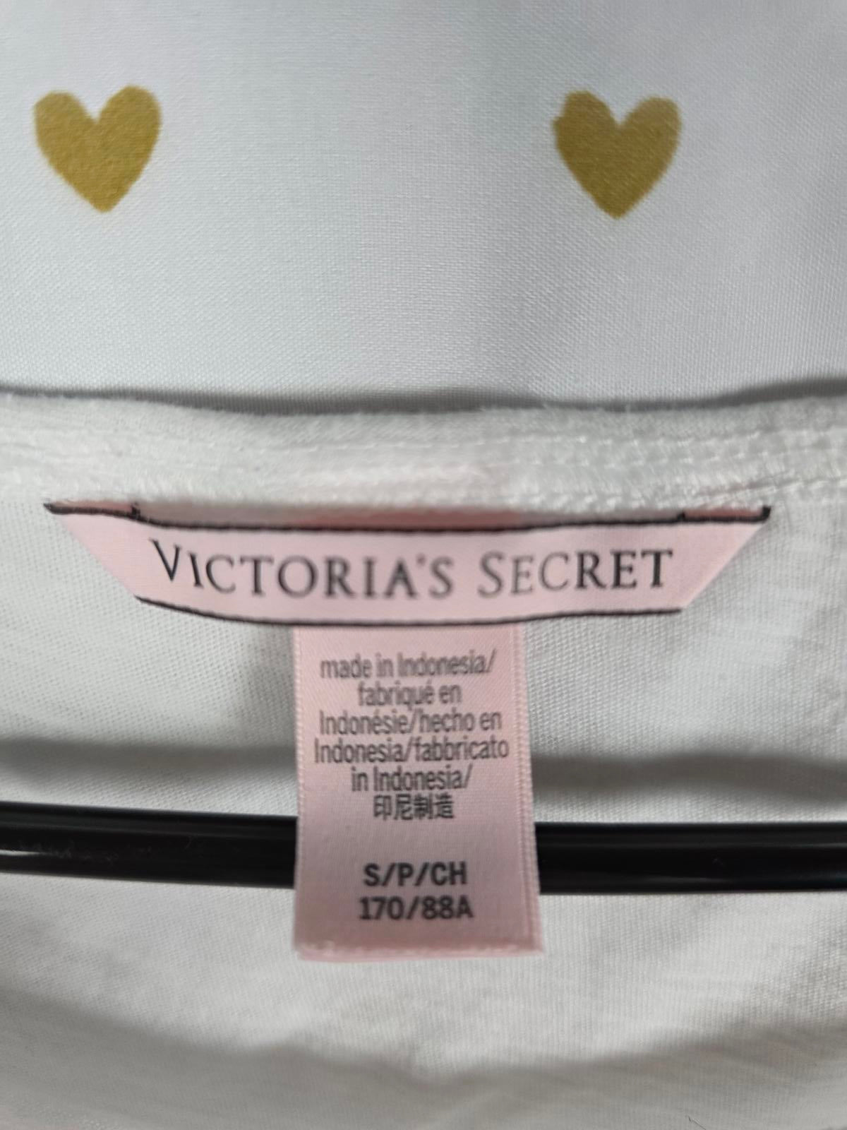 Victorias Secret Silver Foil Logo Tee shirt White SMALL
