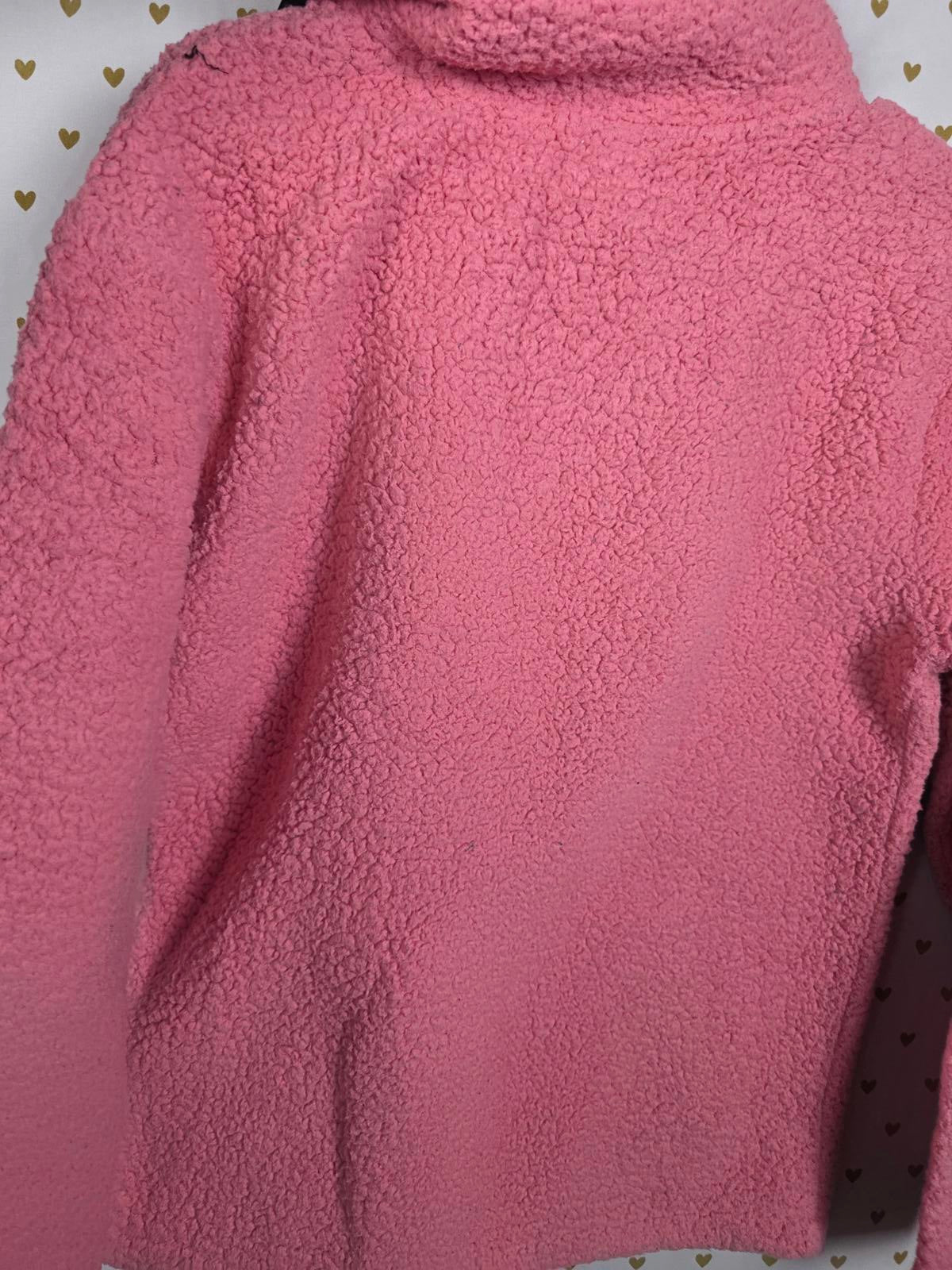 Victorias Secret Pink Sherpa Fuzzy Quarter Zip XS Warm Teddy Bear Jacket