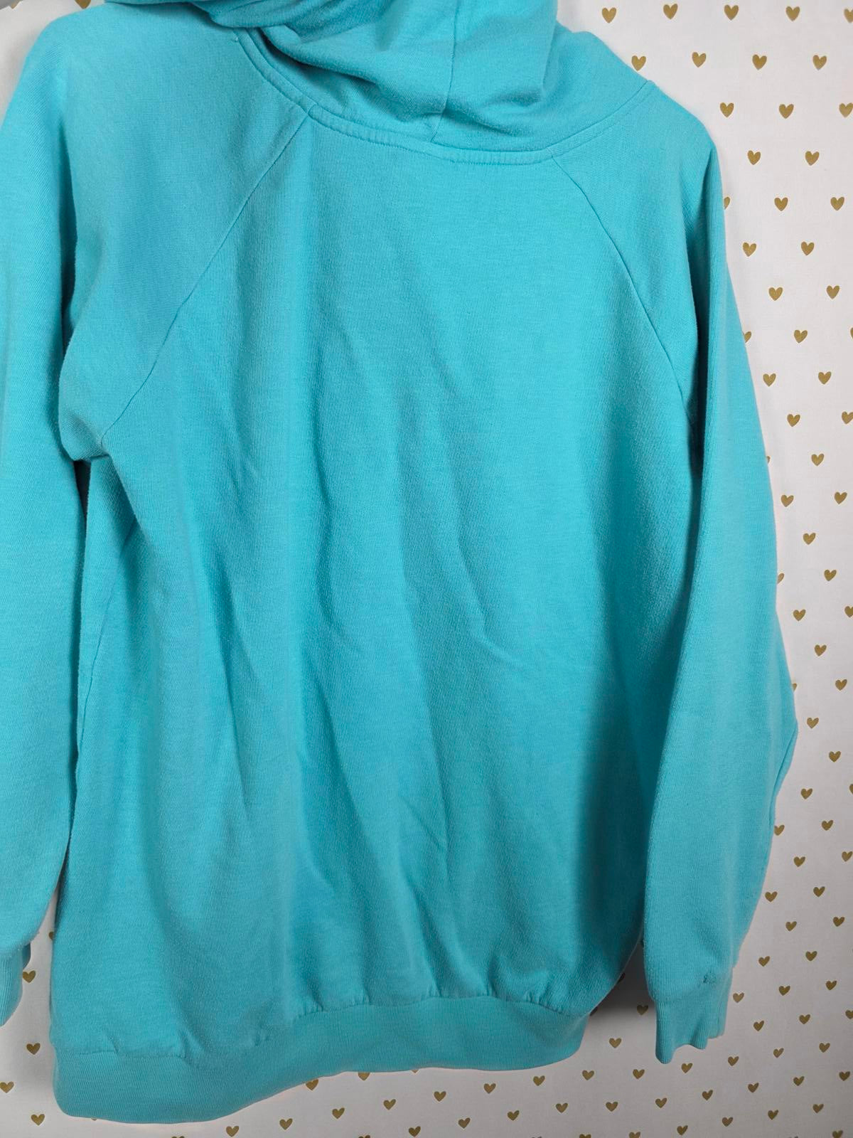 Victorias Secret Pink Logo Hooded Blue Sweater Shirt Pullover XS Oversized