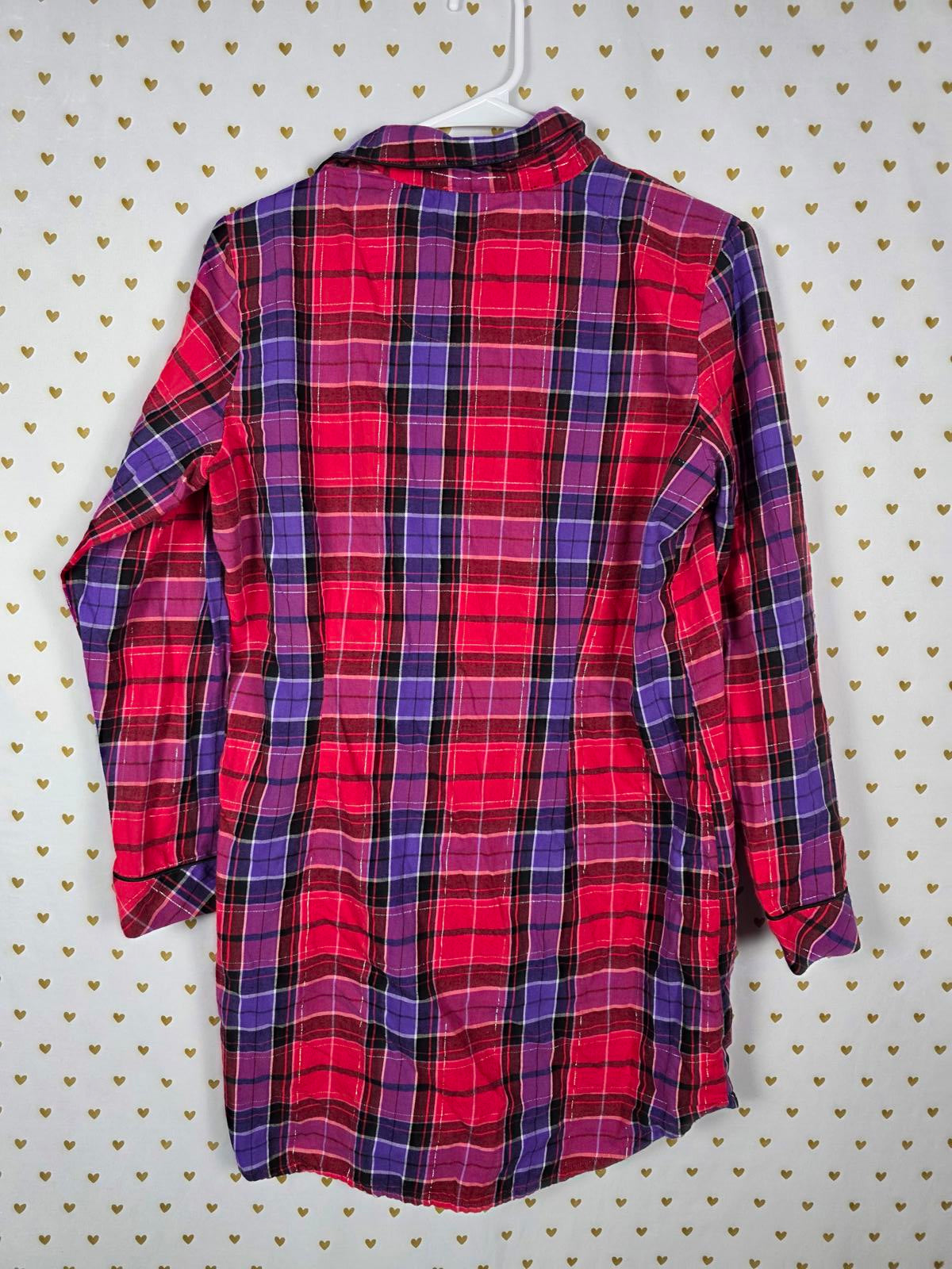 Victorias Secret Long Sleep Shirt button down Plaid nightgown Dress MEDIUM