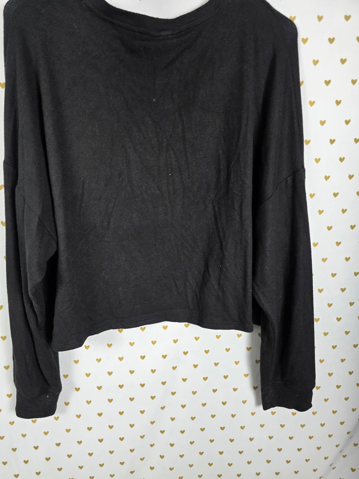 Victorias Secret Pink SUPER SOFT Black Crest Long Sleeve Shirt NEW NWT XL