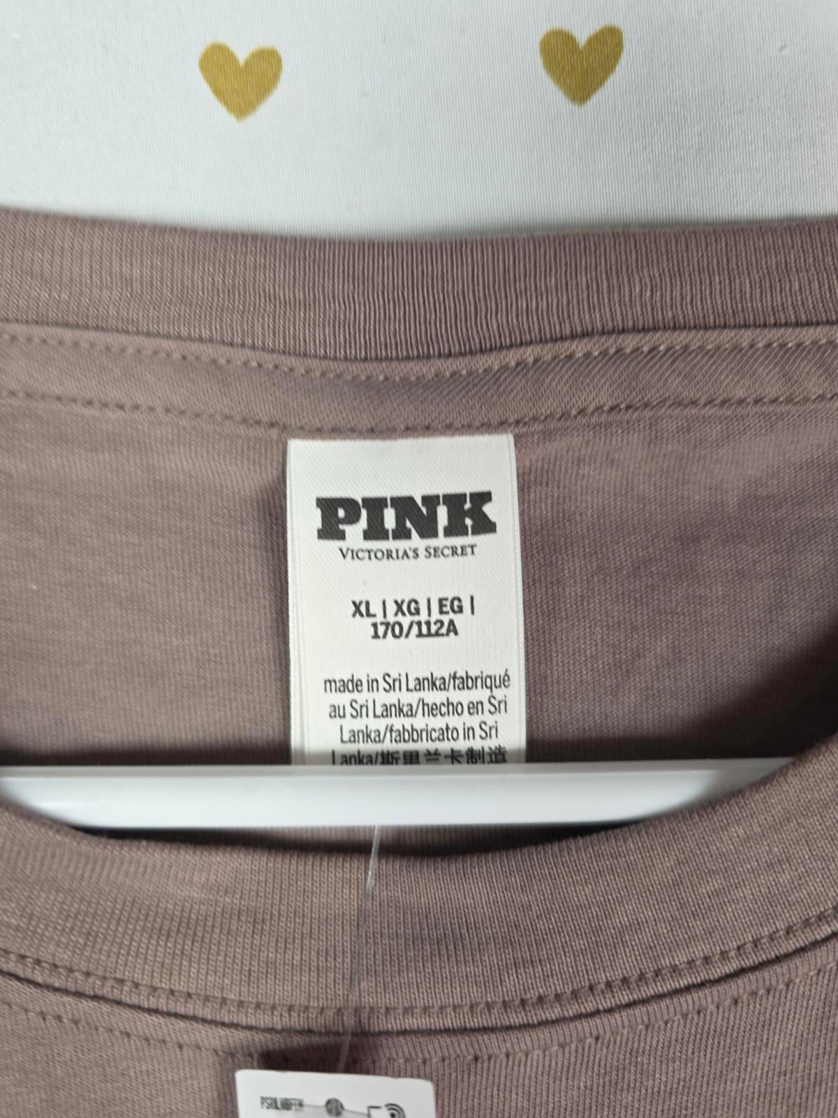 Victorias Secret Pink SET Sweater & Tee Shirt NEW NWT XL Crew Logo Matching