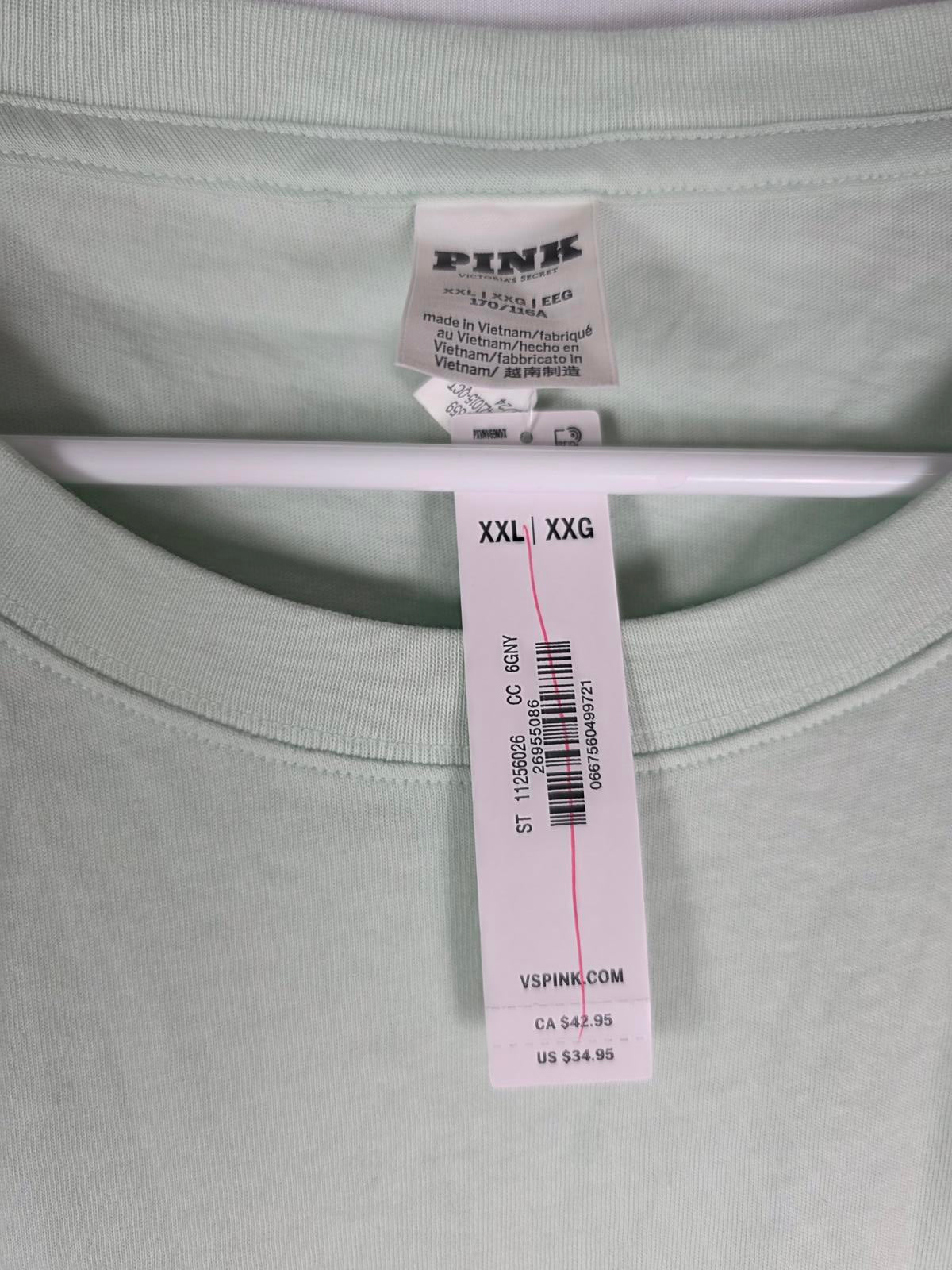 Victorias Secret Pink MINT New NWT Sweater Crew & Tee Shirt 2XL XXL SET