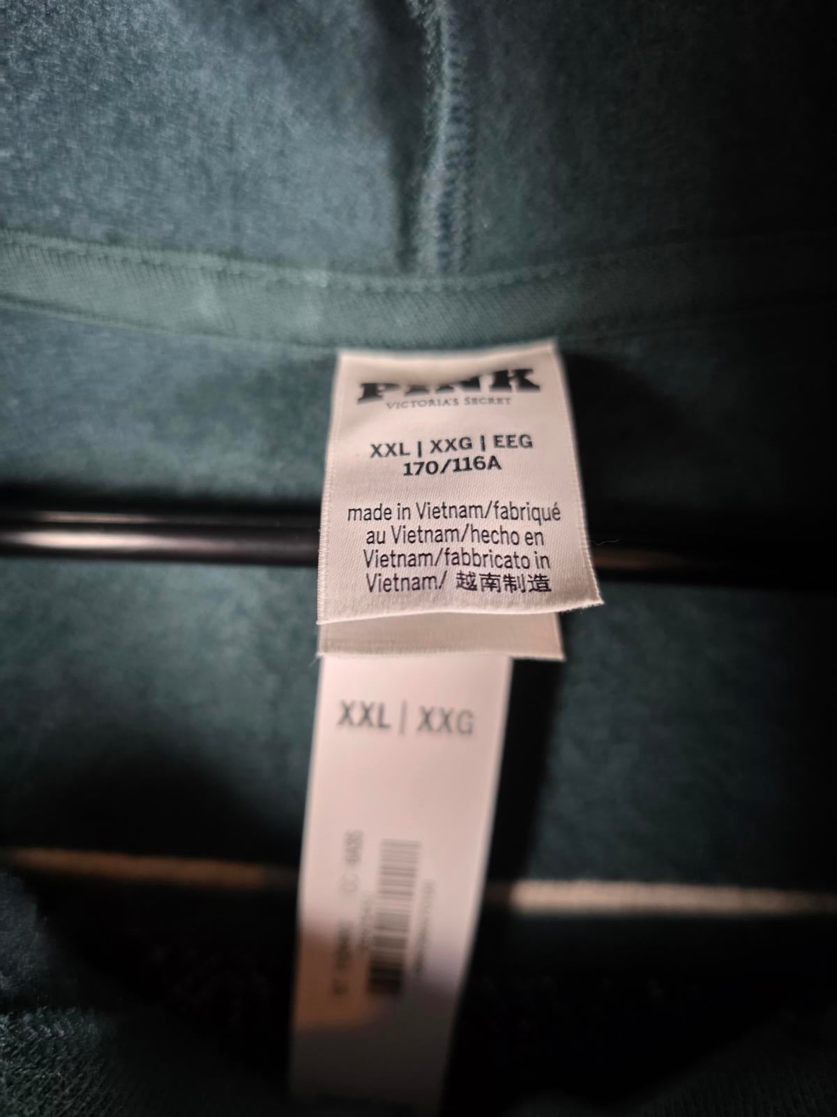 Victorias Secret Pink Full Zip GREEN 2XL XXL Full Zip Hoodie Jacket Sweater