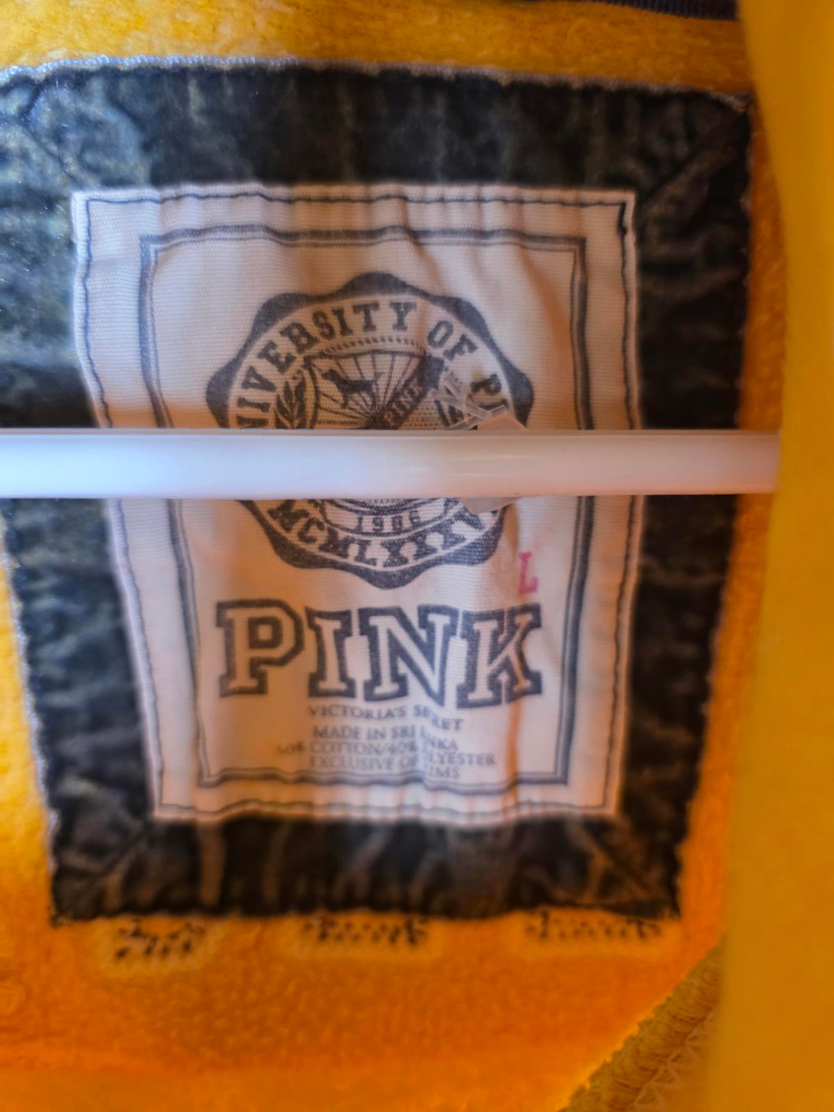 Victorias Secret Pink Vintage 86 Yellow Hoodie Jacket Pullover LARGE