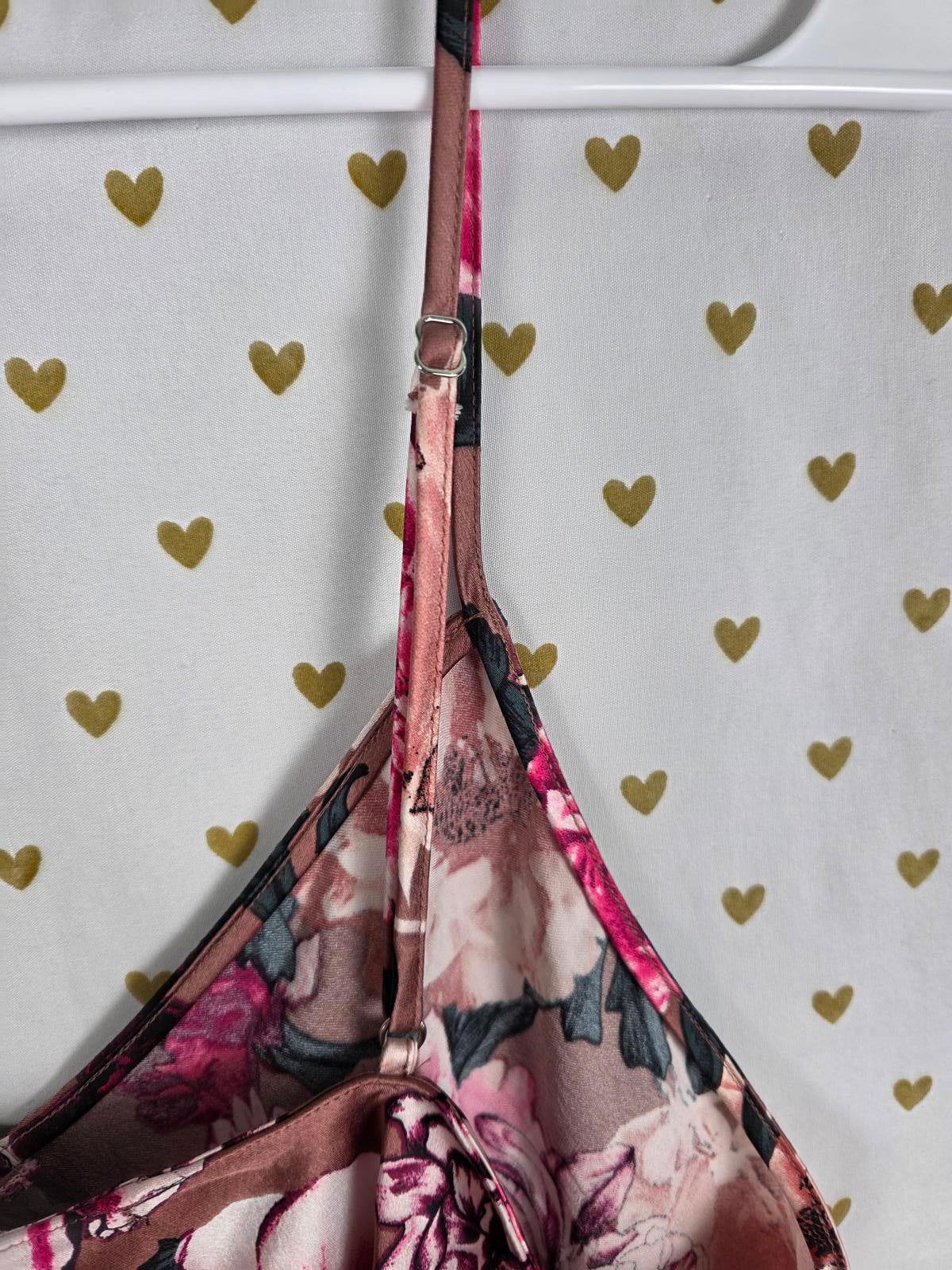 Victorias Secret Sexy SATIN Butterfly Open Back Tank Top Babydoll Floral MEDIUM