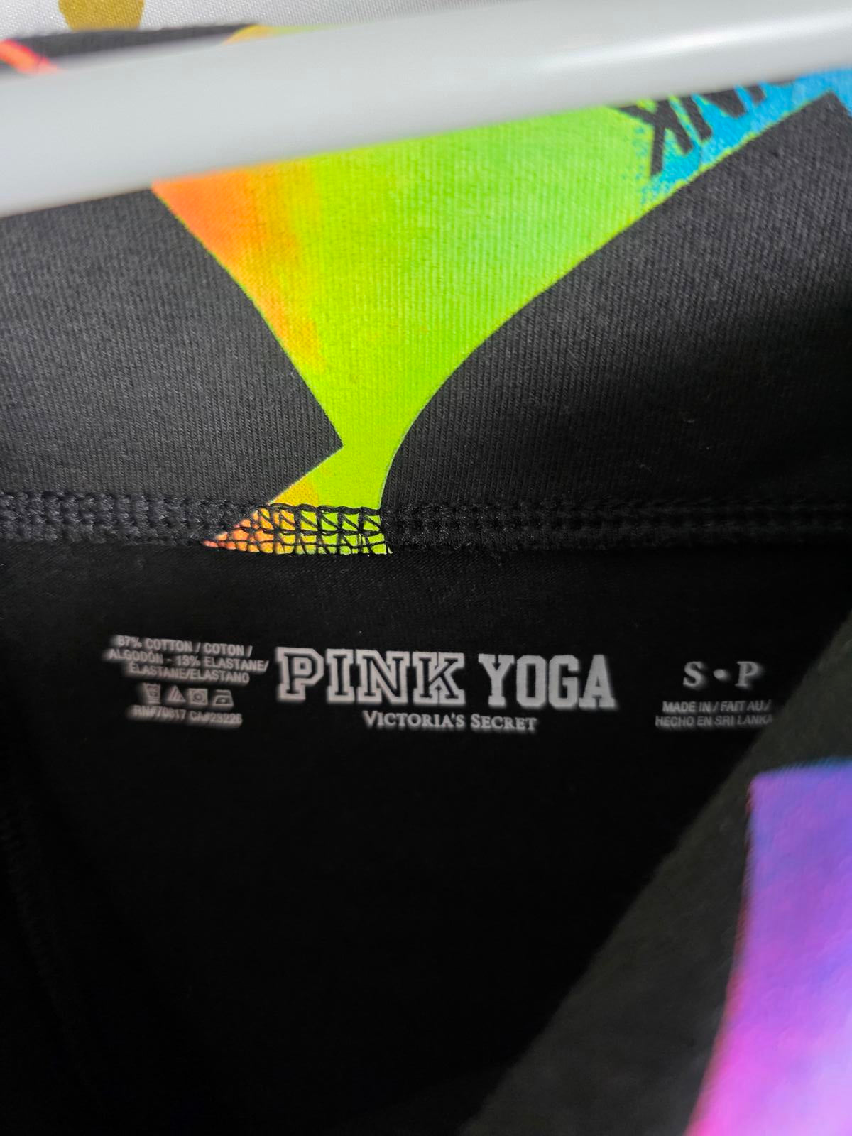 Victorias Secret PINK NEW NWT Rare HEART RAINBOW BLING Foldover Leggings Yoga SM