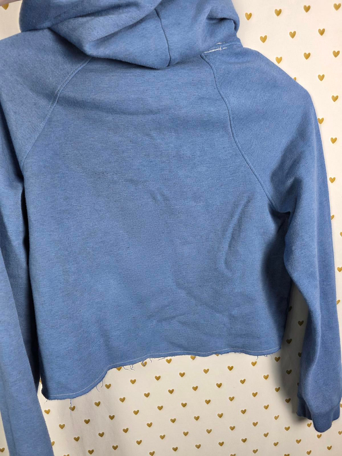 Victorias Secret Pink Pullover Cropped Blue Logo Hoodie XS