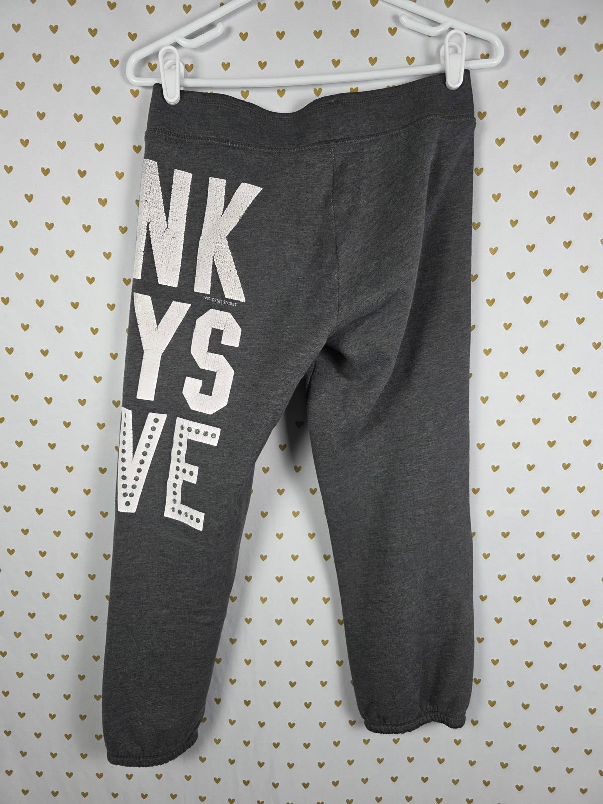 Victorias Secret PINK Cropped Capri Vintage Joggers Sweatpants LOVE Xs