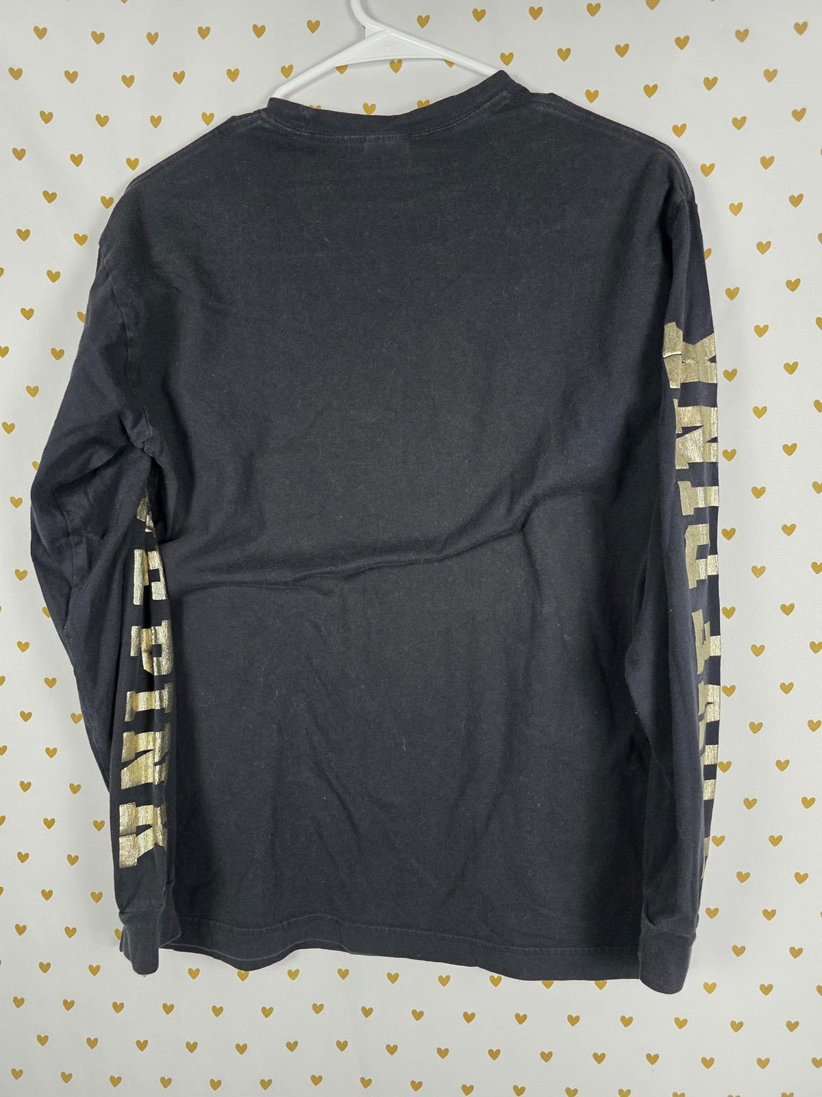 Victorias Secret PINK BLING GOLD LONG SLEEVE Campus Tee shirt XS