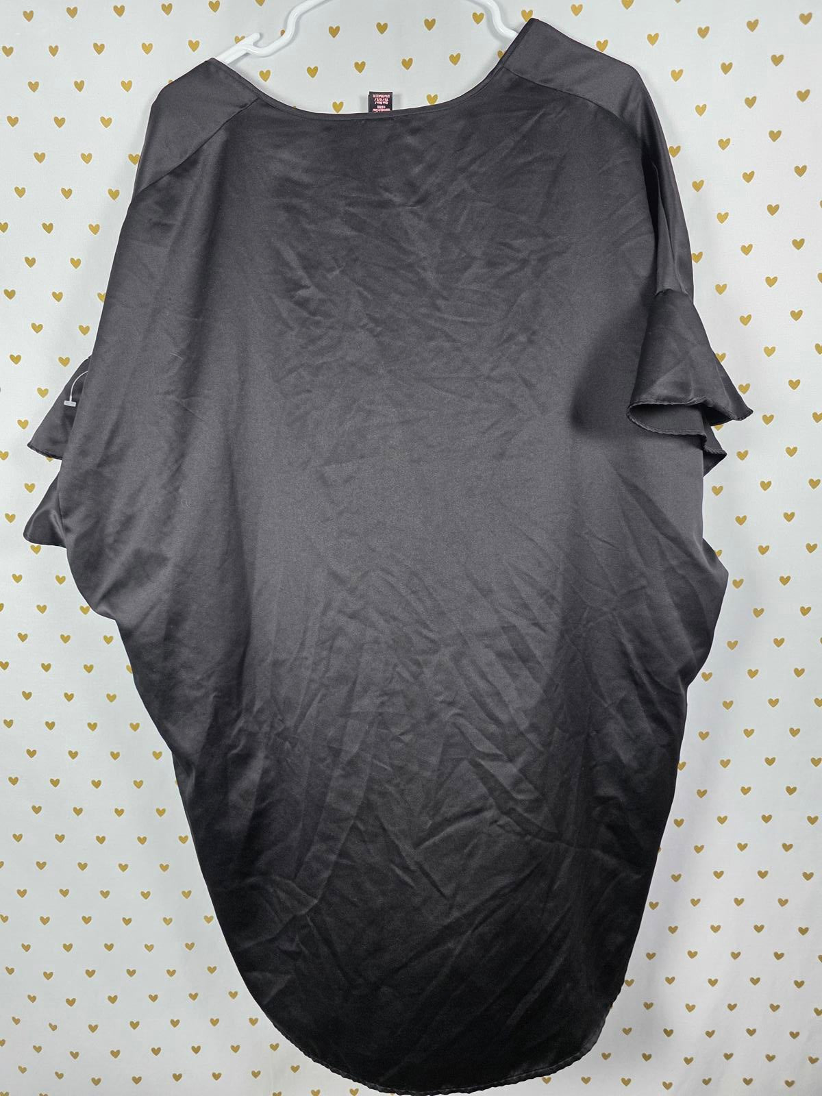 Victorias Secret Satin Silky Robe Tie Front Smock Ruffled Black ONE SIZE FITS AL