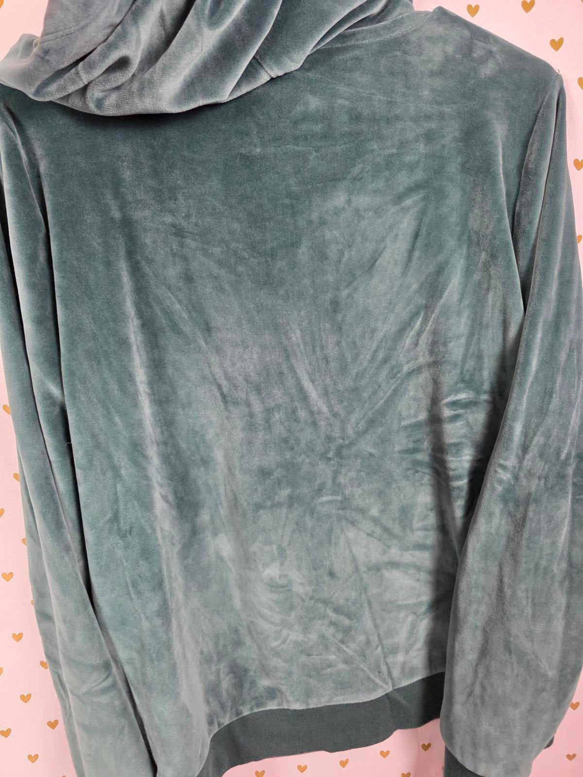 Victorias Secret Pink Green Velour Full Zip Hoodie Jacket MEDIUM