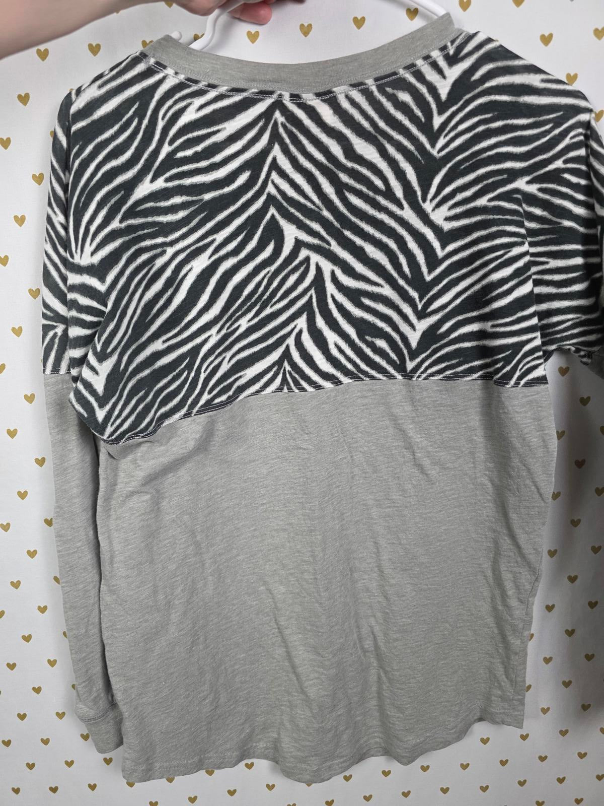 Victorias Secret PINK Zebra colorblock Long sleeve tee shirt XS Animal Print