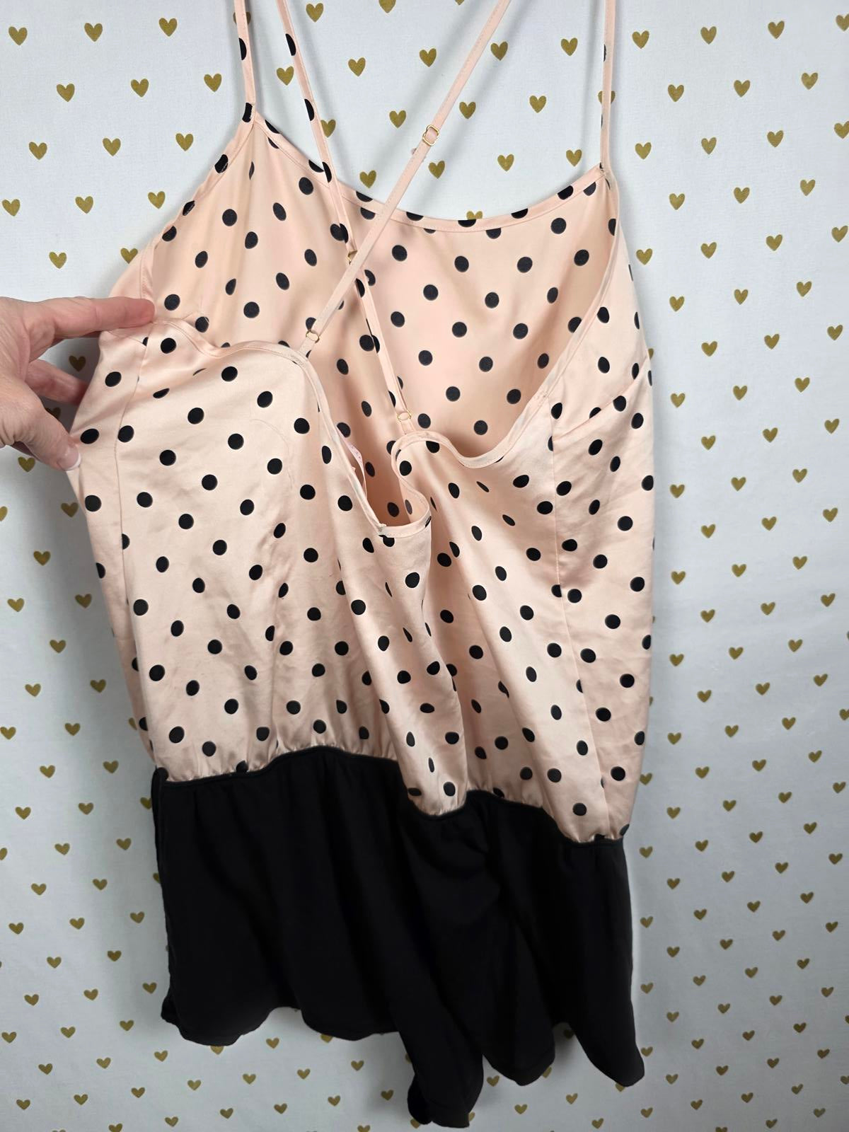 Victorias Secret Sexy POLKA DOT Romper Lingerie Sleep Nightie Outfit MEDIUM Pink