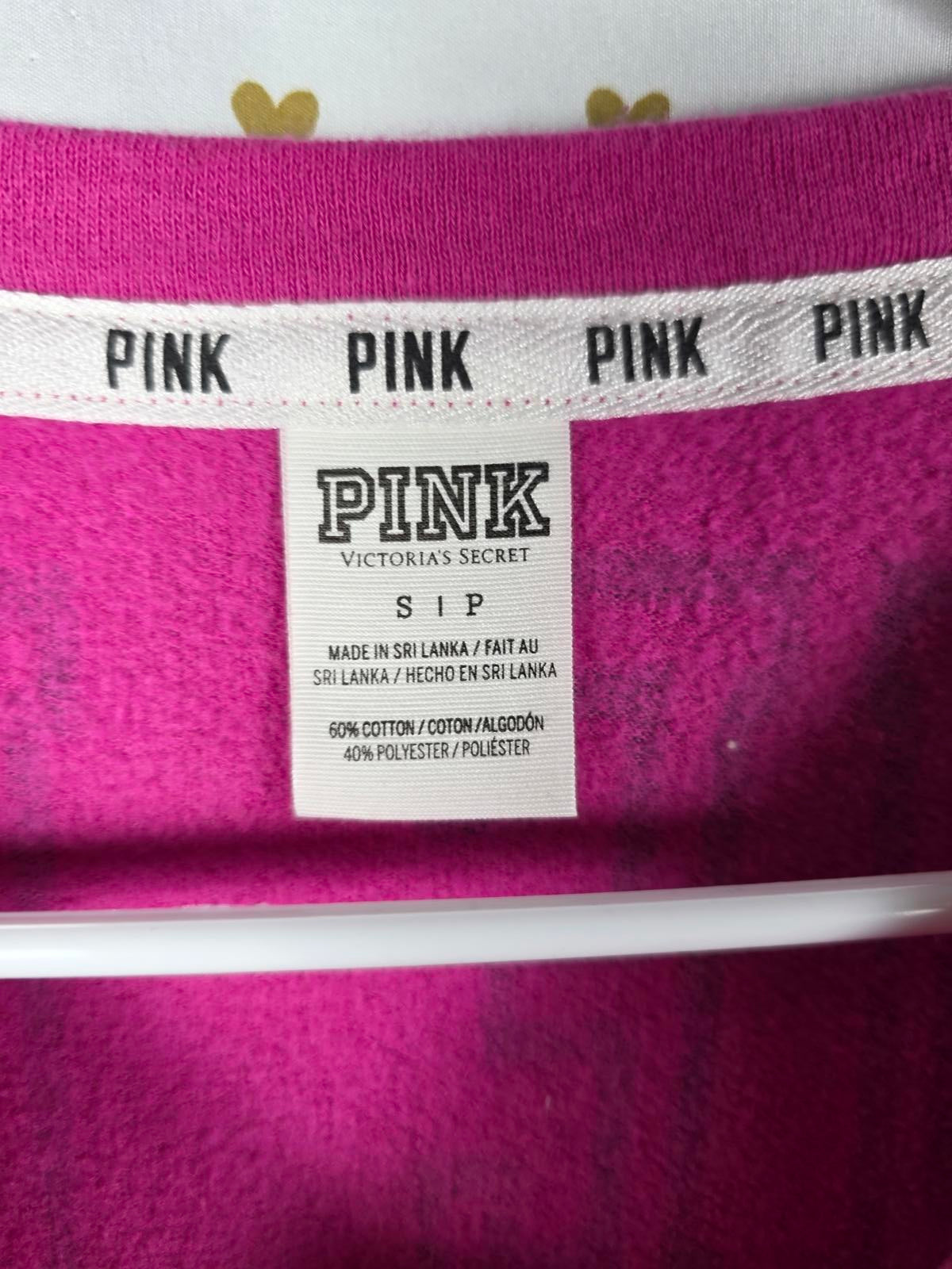 Victorias Secret Pink LOVE Pullover sweater Shirt logo SMALL Magenta