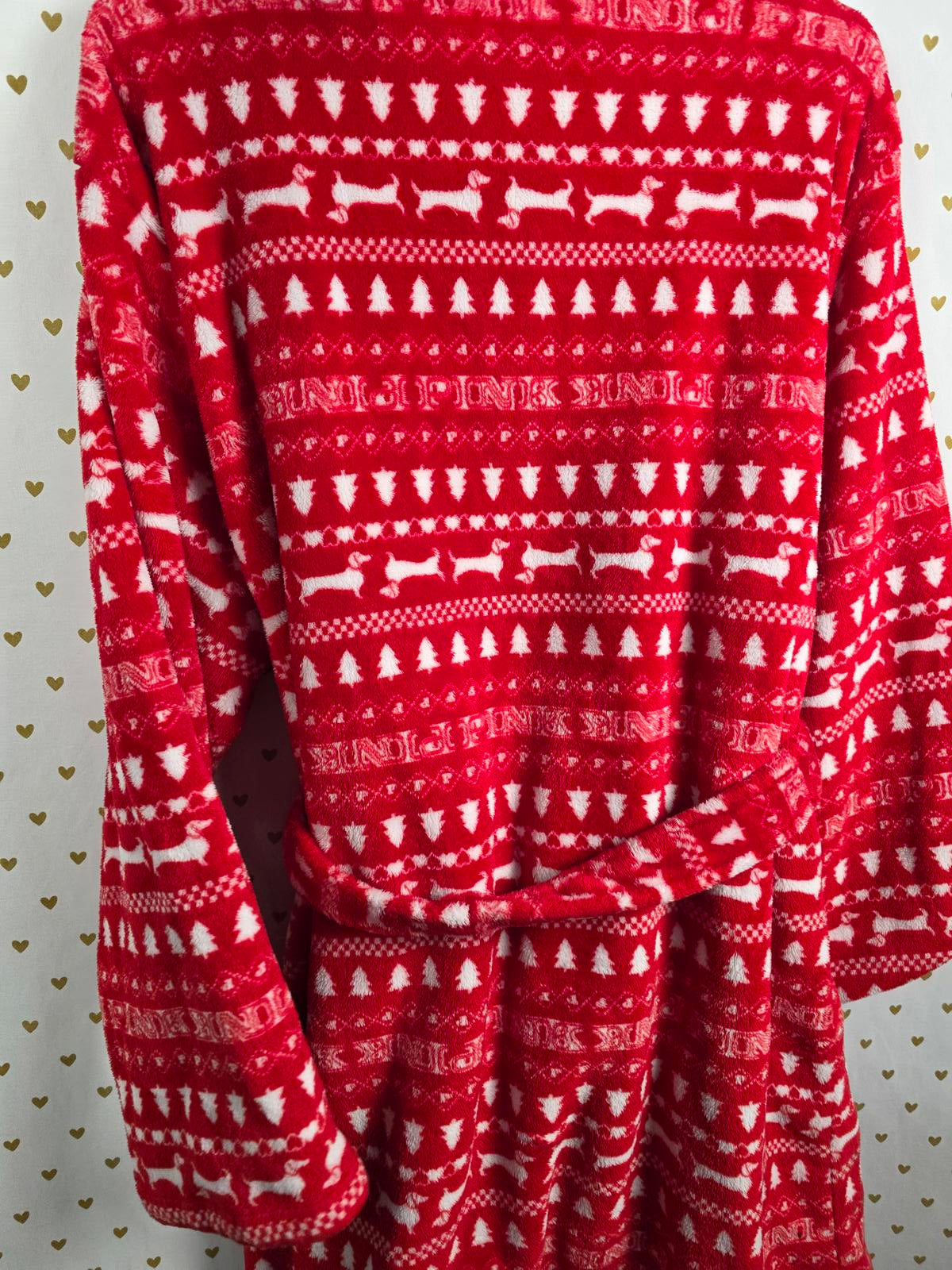 Victorias Secret Cute Fluffy Bathrobe Bath Robe DOG Logo XL XXL Red Thick
