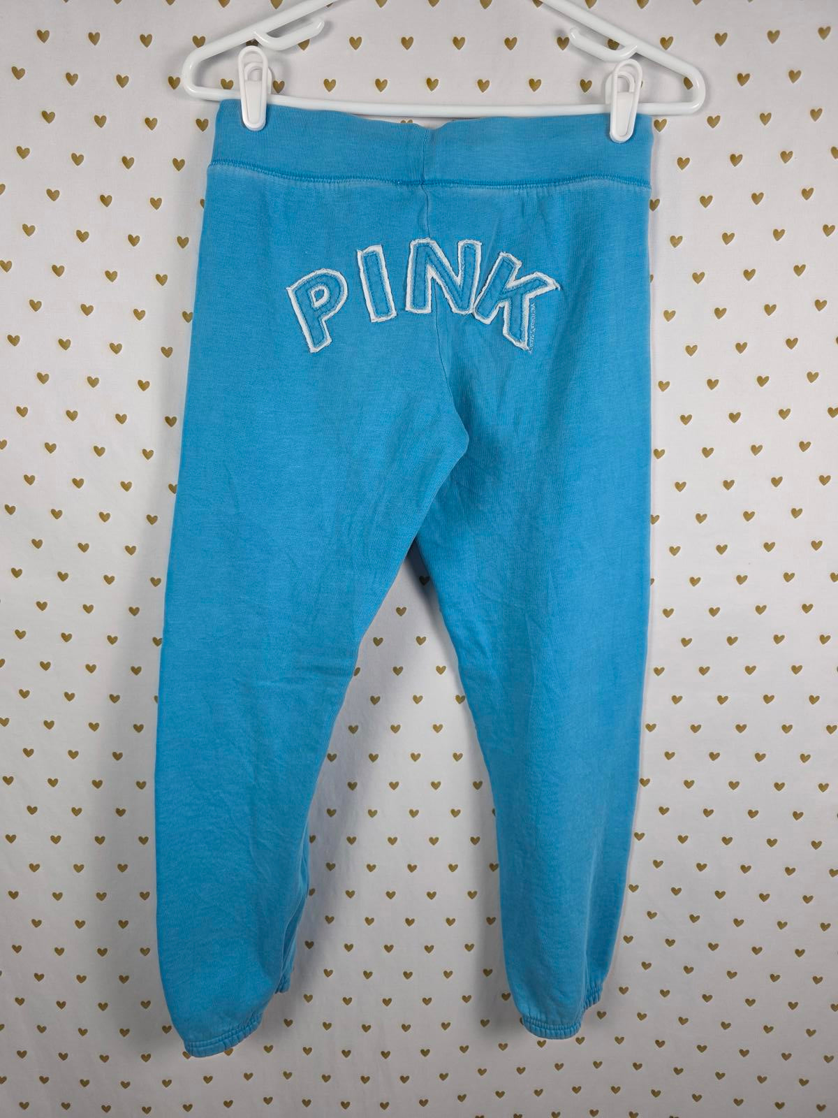 Victorias Secret PINK LOVE VINTAGE Y2k Joggers Sweatpants Blue XS Logo BUTT