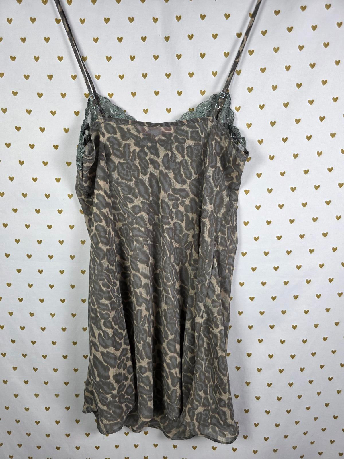 Victorias Secret Medium Vintage y2k Slip Dress Sheer Cheetah Leopard '00 Nightie