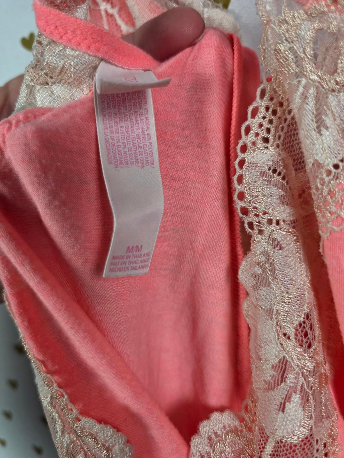 Victorias Secret Neon Orange Super Soft Nightie Lingerie Strappy Slip Dress MED