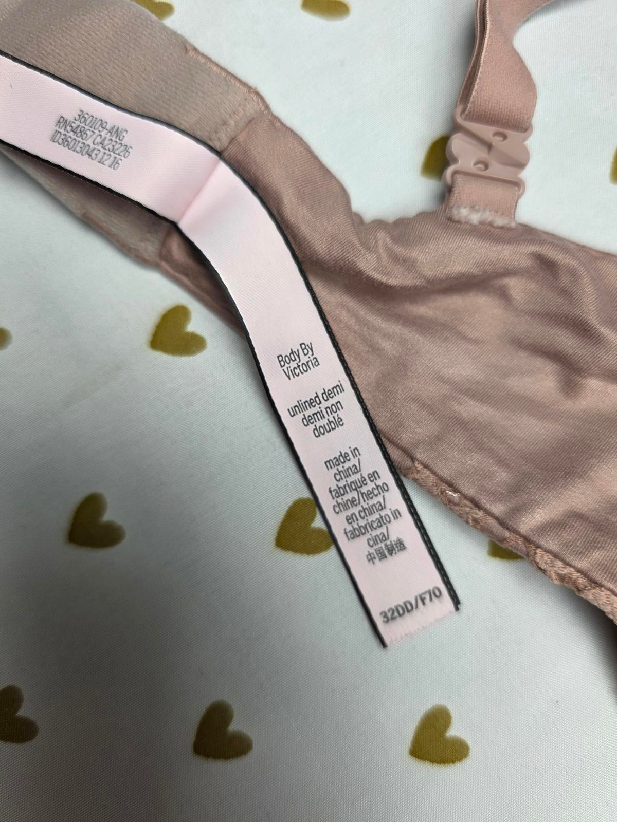 Victorias Secret Beige Lace BODY BY Unlined Demi Bra 32DD