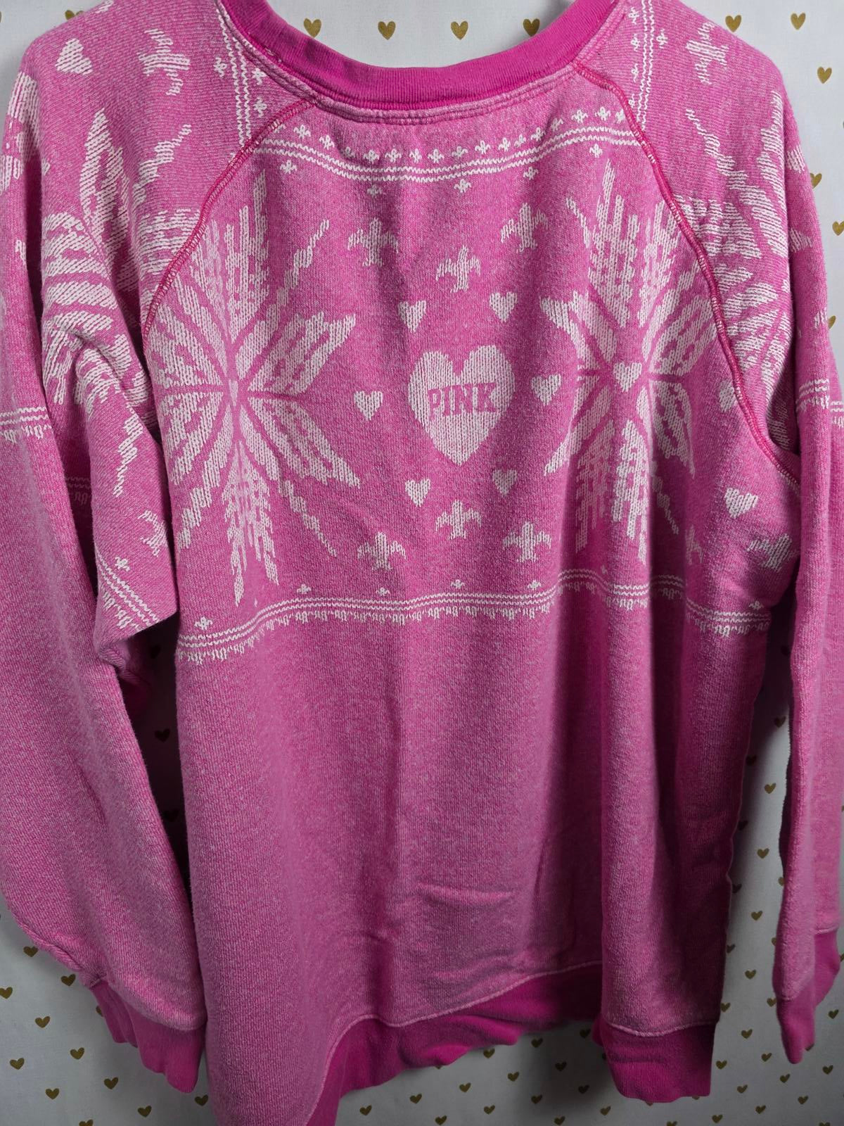 Victorias Secret Pink Winter Style Pullover Crew Sweater Vintage Style Large