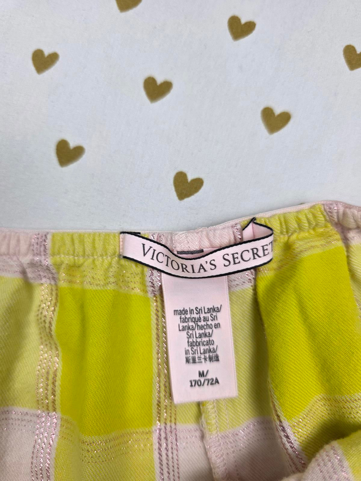 Victorias Secret PLAID Sleep Set Tank Shorts Pajama PJ 2Pc MEDIUM Yellow