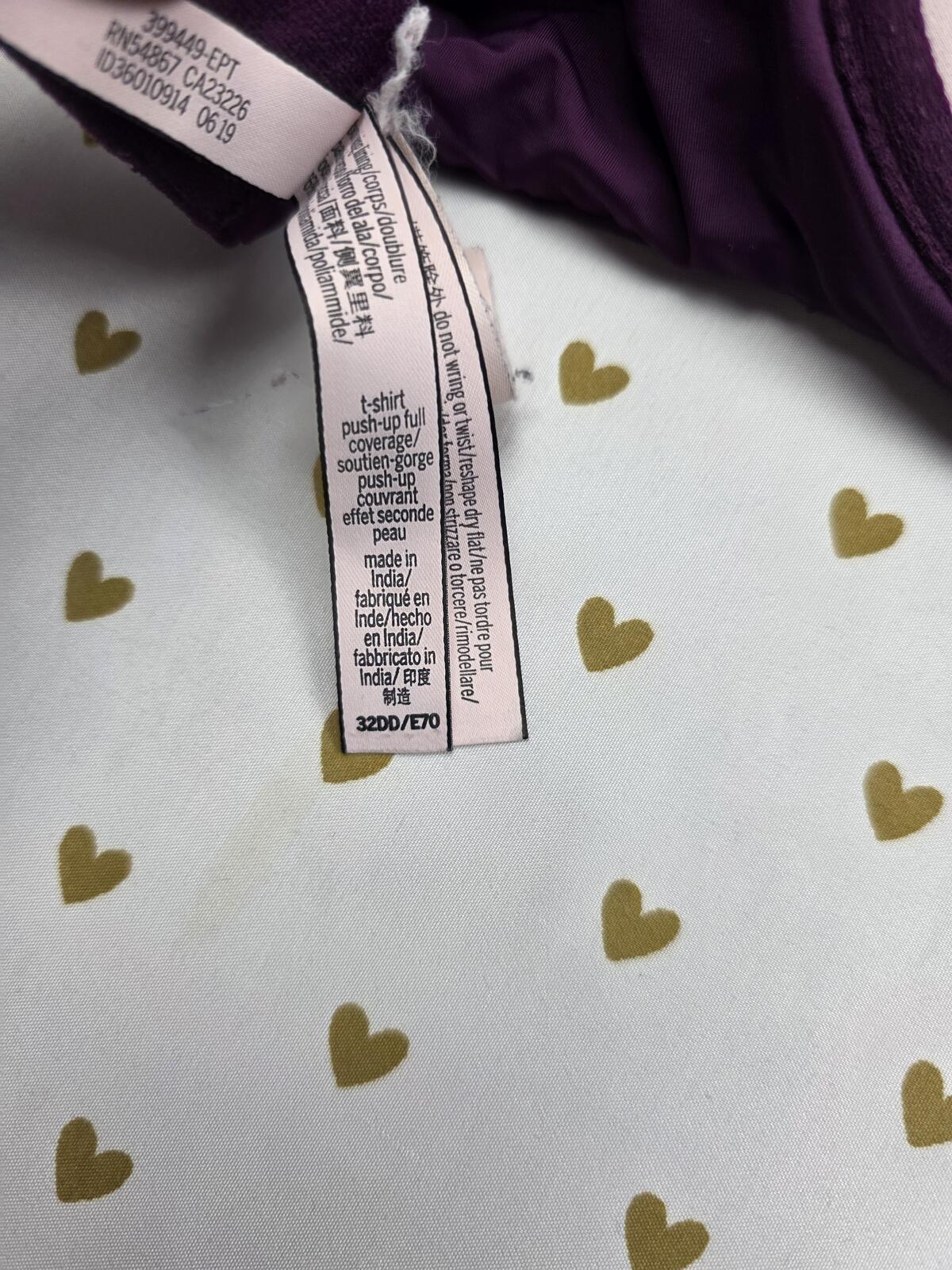 Victorias Secret T Shirt PUSH UP Full Coverage Bra 32DD Purple