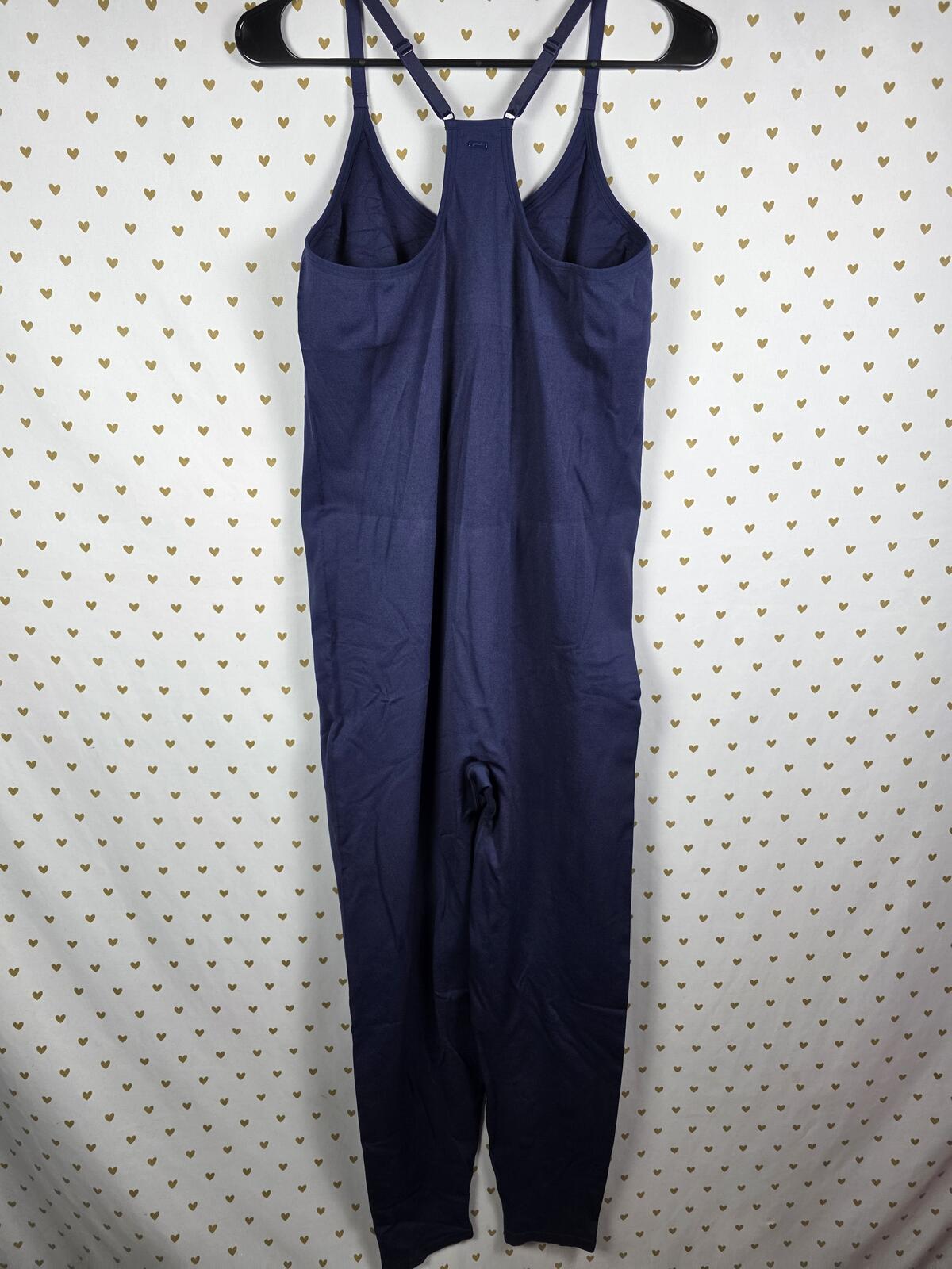 Victorias Secret PINK ACTIVE JUMPSUIT Navy Seamless Workout Bodysuit XL
