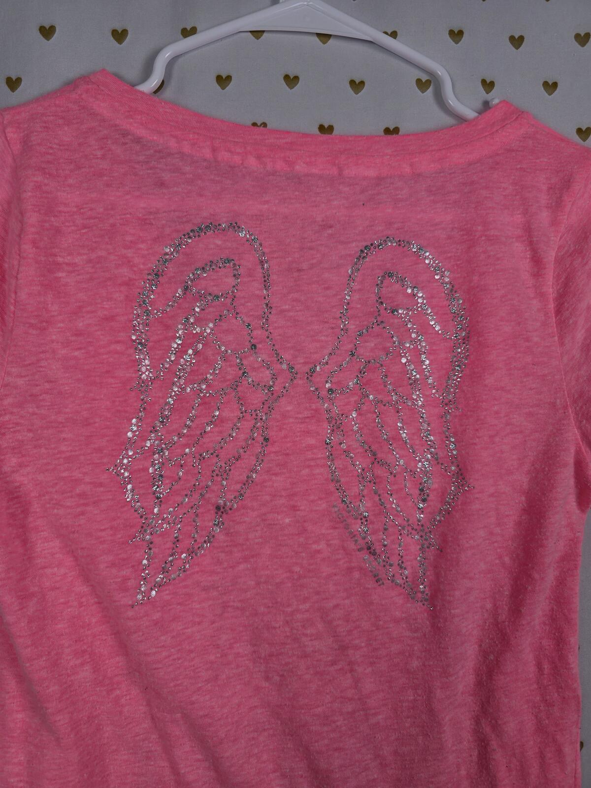 Victorias Secret ANGEL BLING WINGS Neon V neck SUPERMODEL ESSENTIALS Tee Shirt