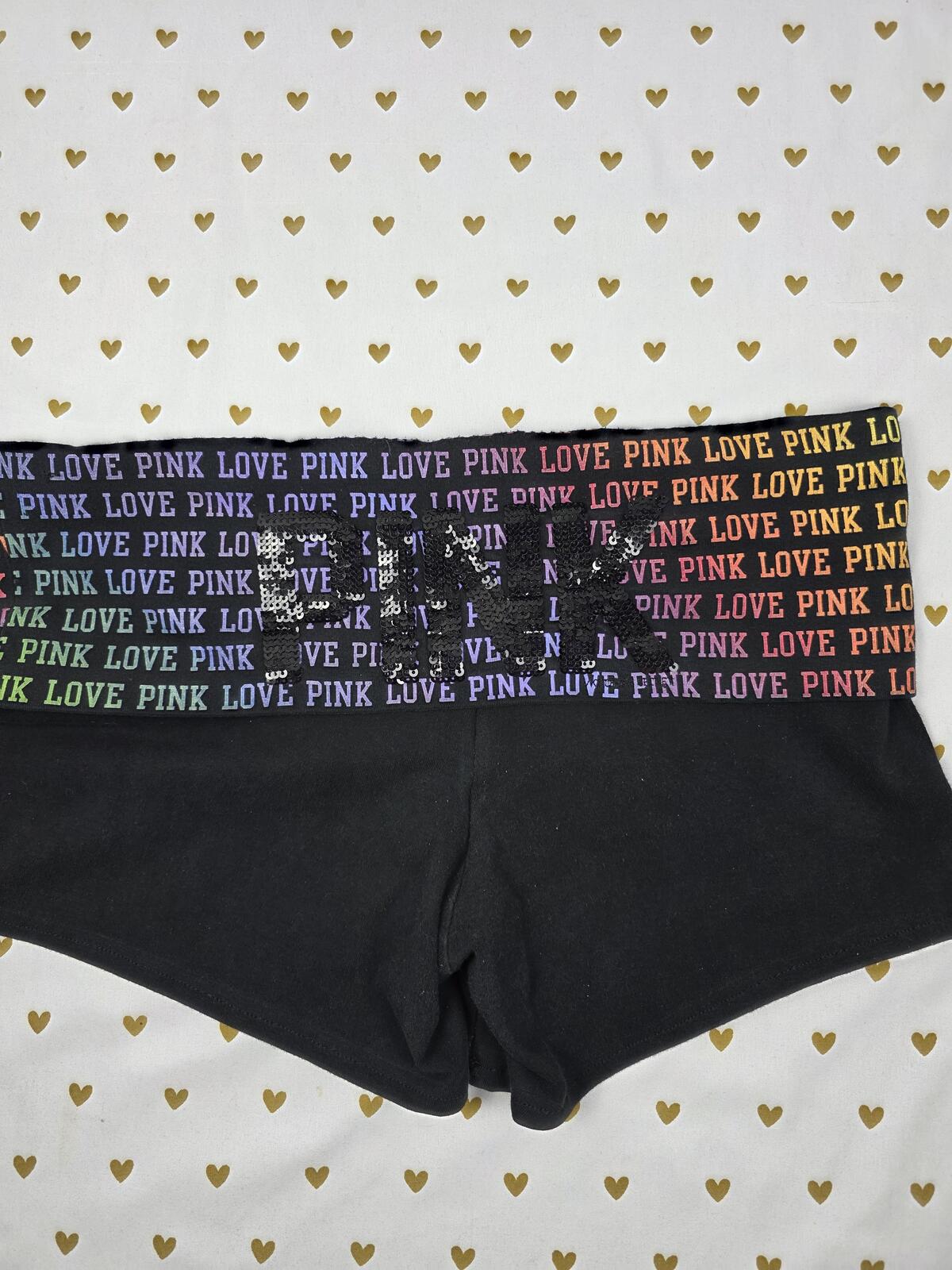Victorias Secret RAINBOW BLING Foldover Shorts Y2k Sequined MEDIUM