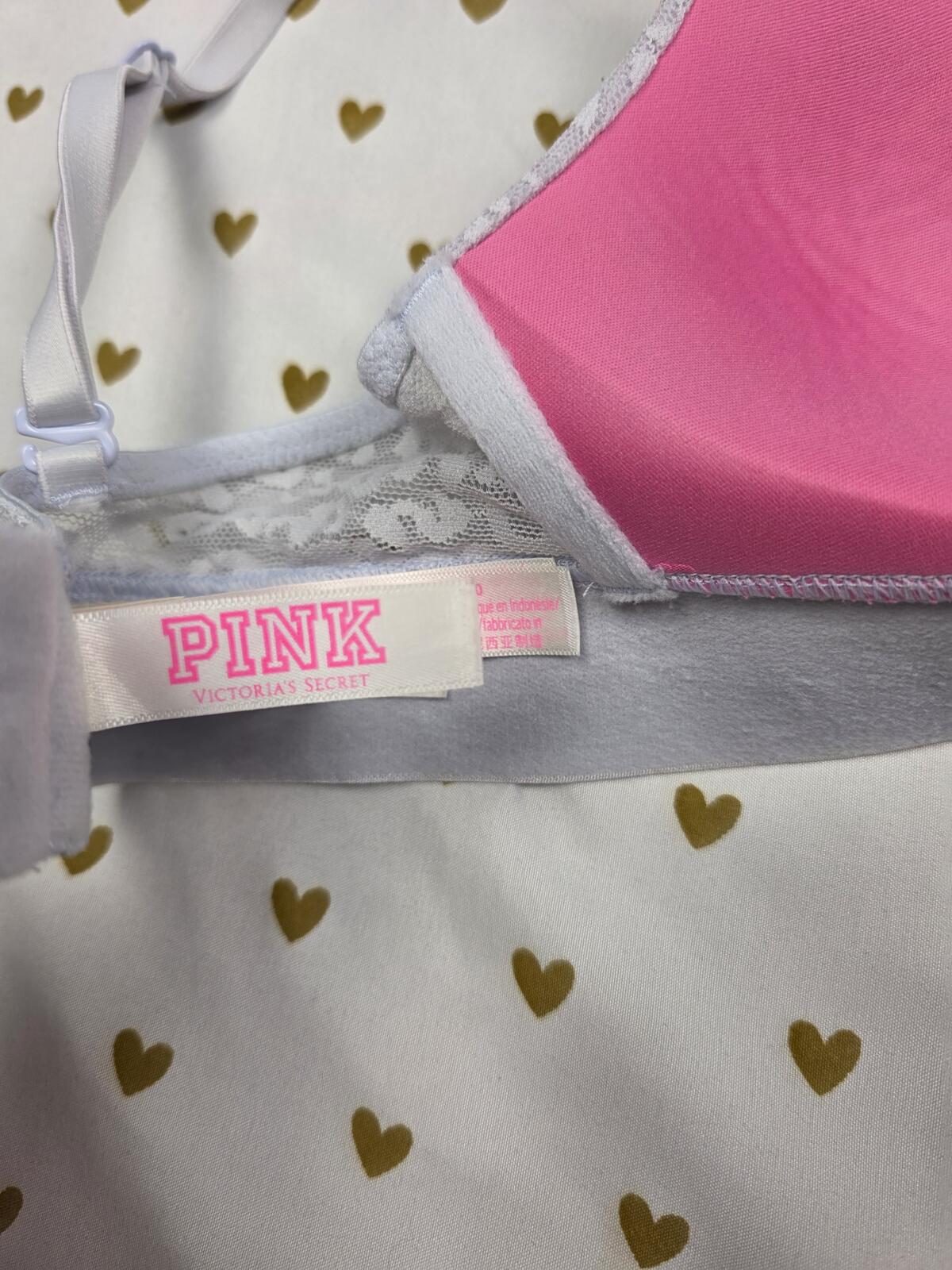 Victorias Secret PINK Leopard Logo Bra Wireless Lightly Lined 32B