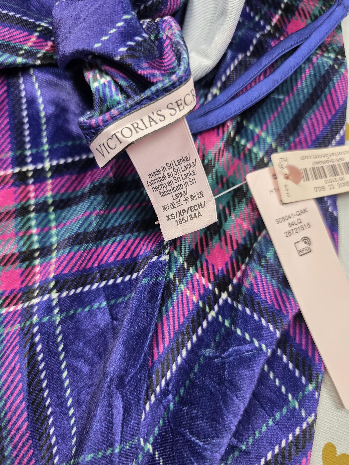 Victorias Secret NEW Nwt Plaid Velved Nightie Slip Dress Strappy XS