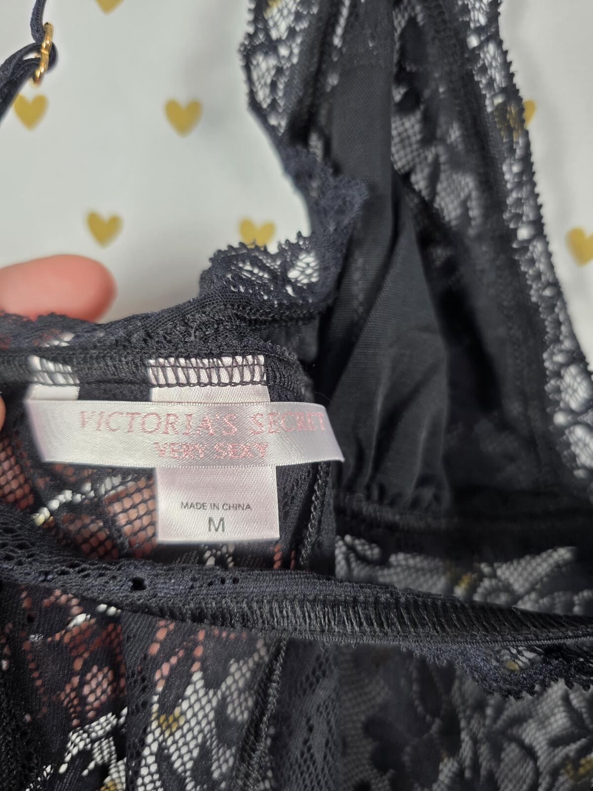 Victorias Secret Black Sexy Sheer Stretchy Lace Nightie Very Sexy MEDIUM