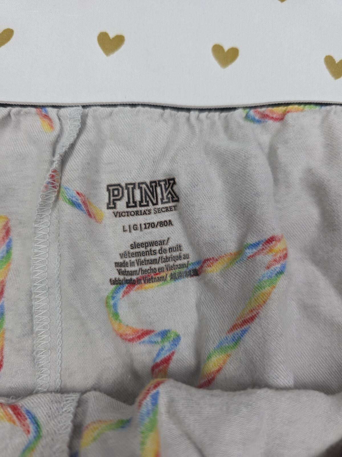 Victorias Secret PINK Large RAINBOW HEARTS Sleep Shorts Boxers Pajama Bottoms