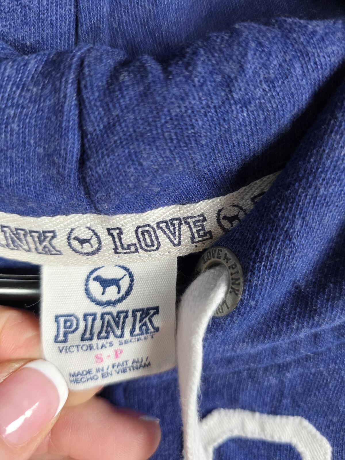 Victorias Secret Pink Vintage LOVE 86 Blue Full zip Jacket Coat Small