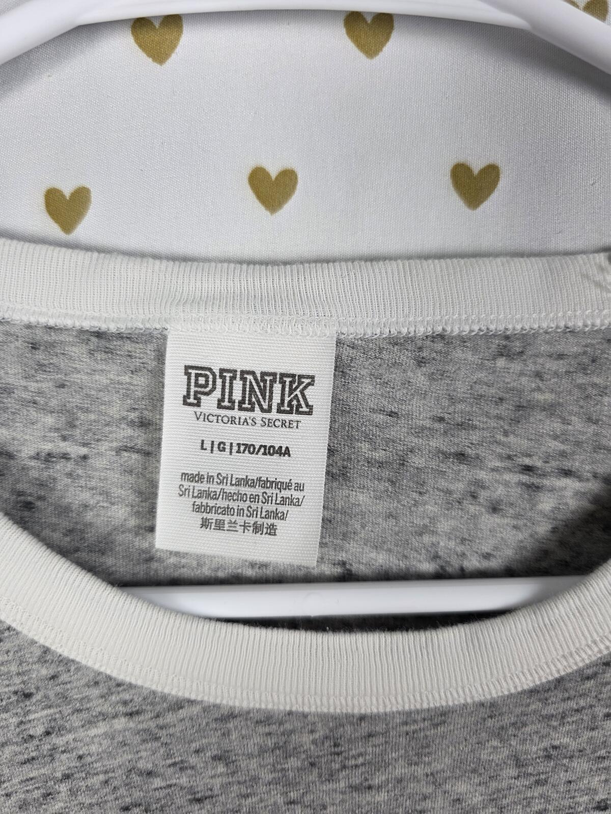 Victorias Secret PINK Long Sleeve Logo Striped Tee Shirt Large